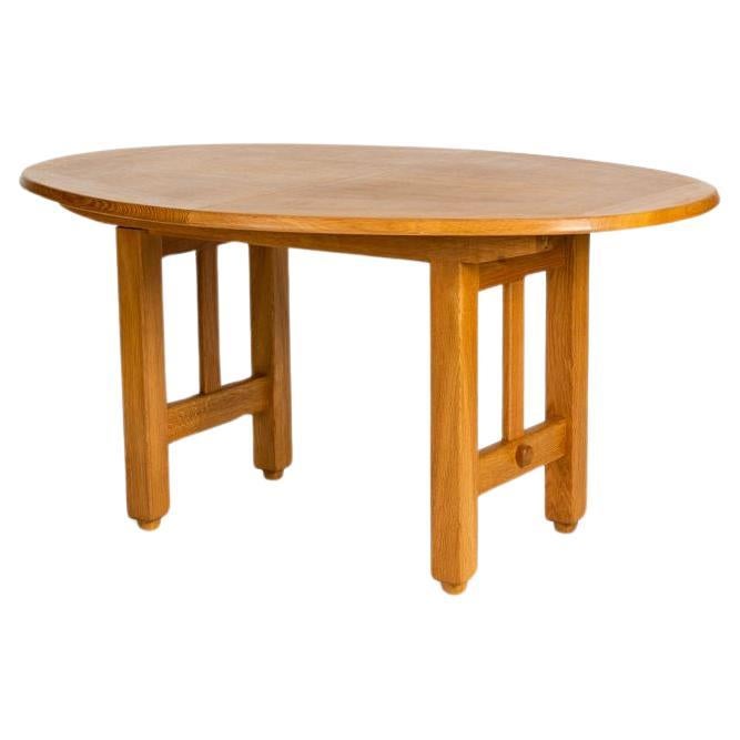 Guillerme & Chambron, Table Ovale de Salle, Dining Table in Oak For Sale