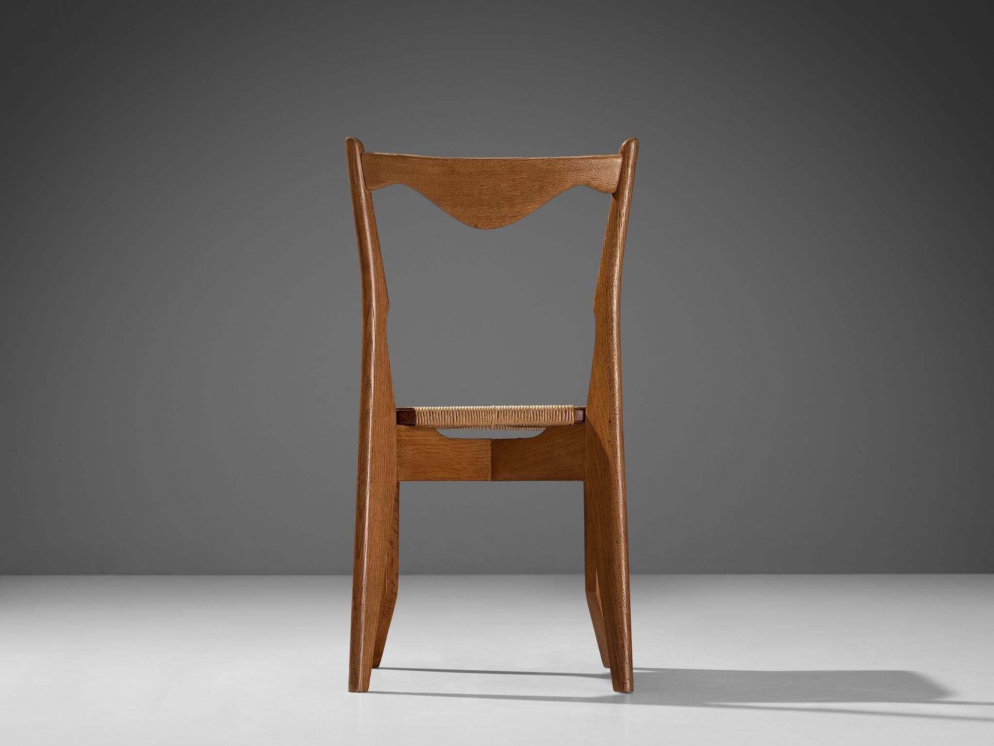 Guillerme & Chambron 'Thibault' Dining Chair in Oak and Papercord  For Sale 2