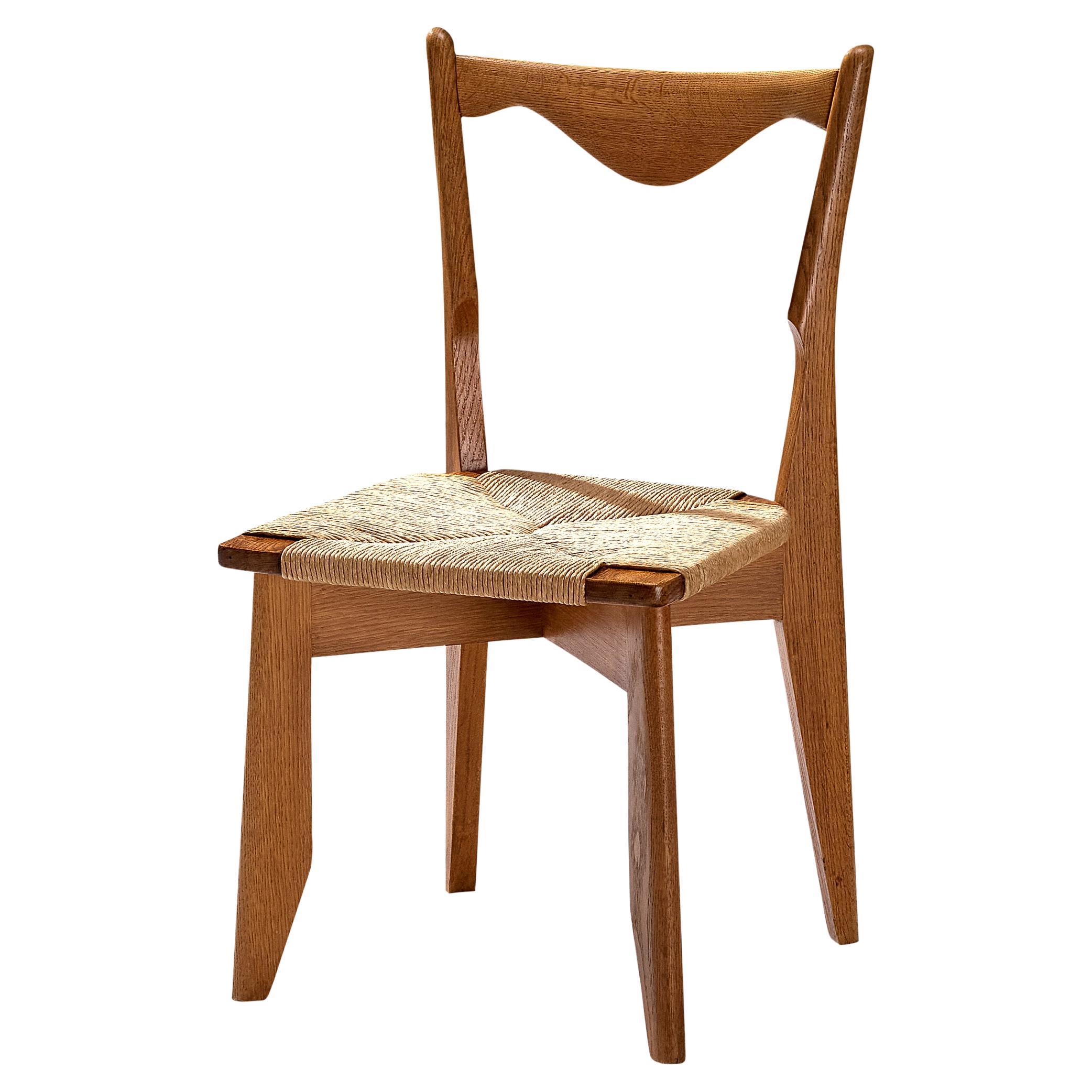 Guillerme & Chambron 'Thibault' Dining Chair in Oak and Papercord  For Sale
