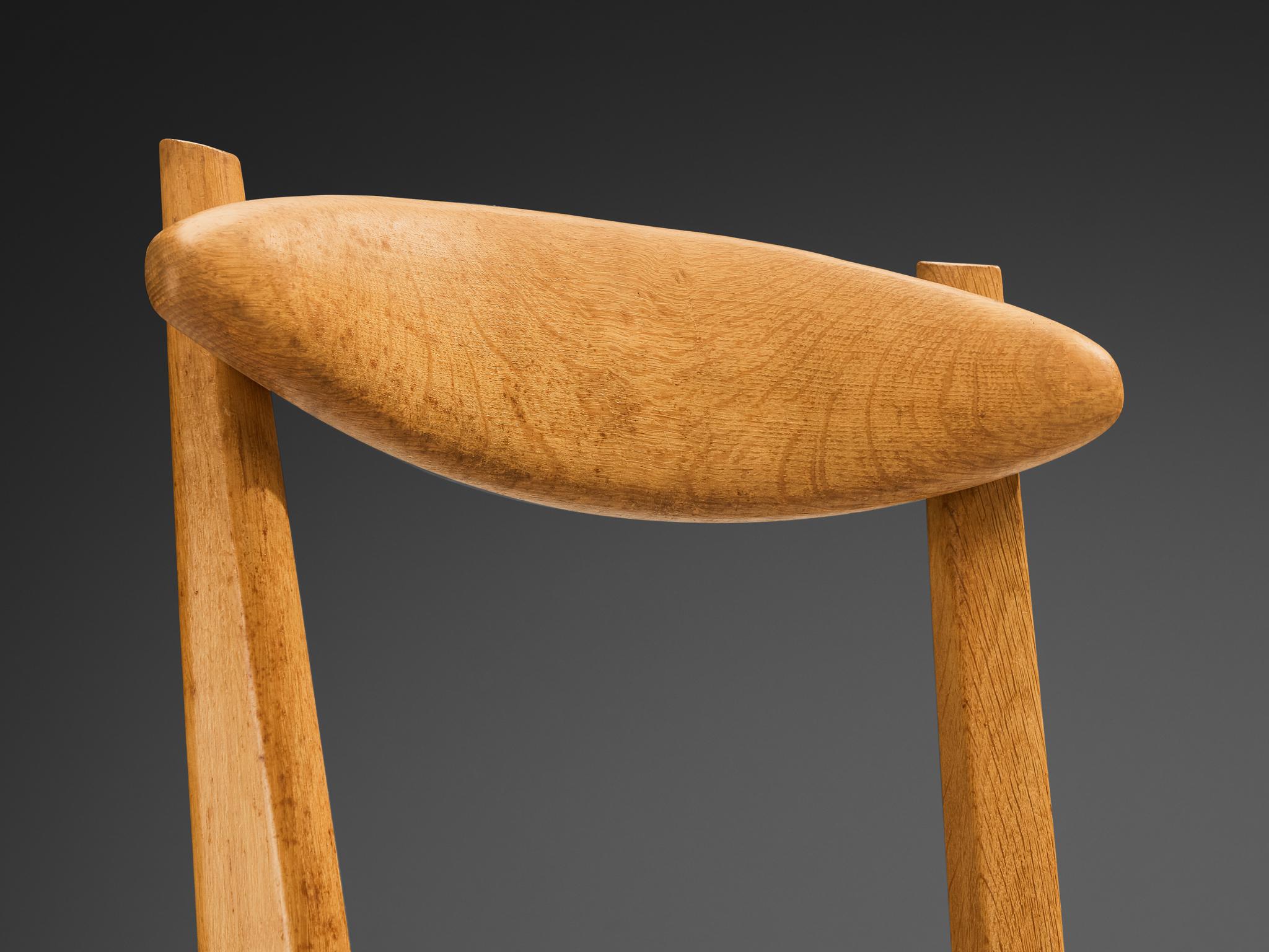 Mid-Century Modern Guillerme & Chambron 'Thierry' Dining Chair in Oak For Sale