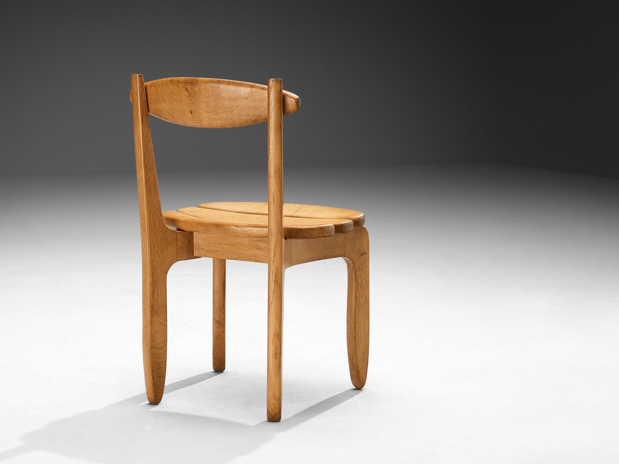Mid-20th Century Guillerme & Chambron 'Thierry' Dining Chair in Oak For Sale