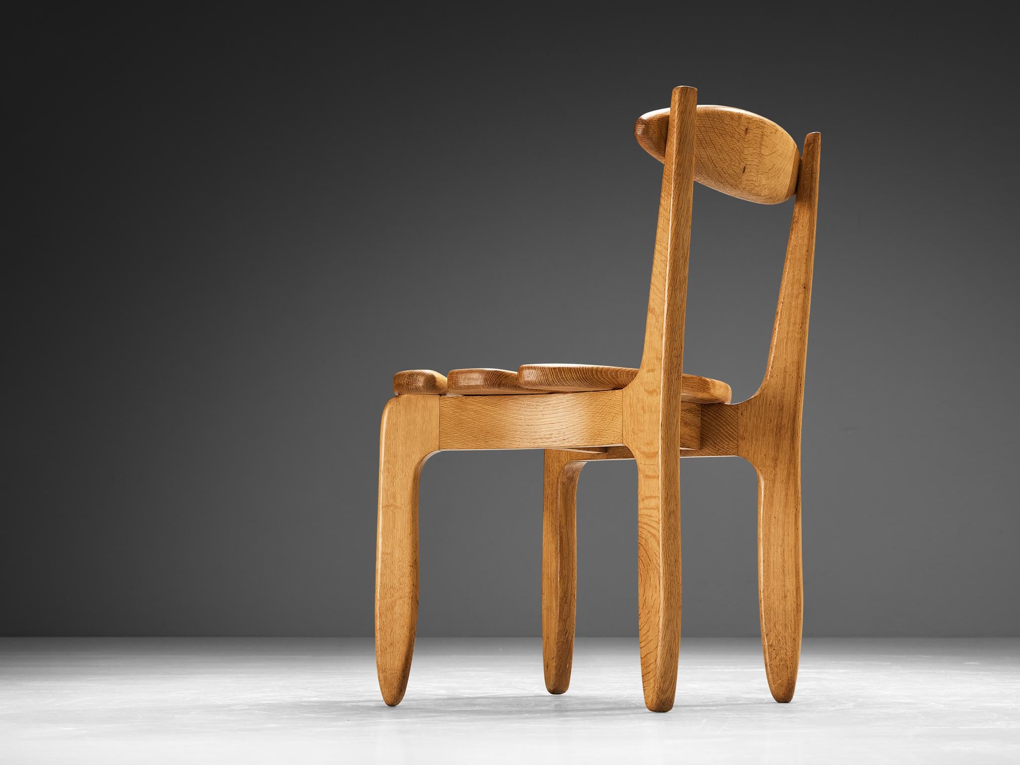 Guillerme & Chambron 'Thierry' Dining Chair in Oak For Sale 1