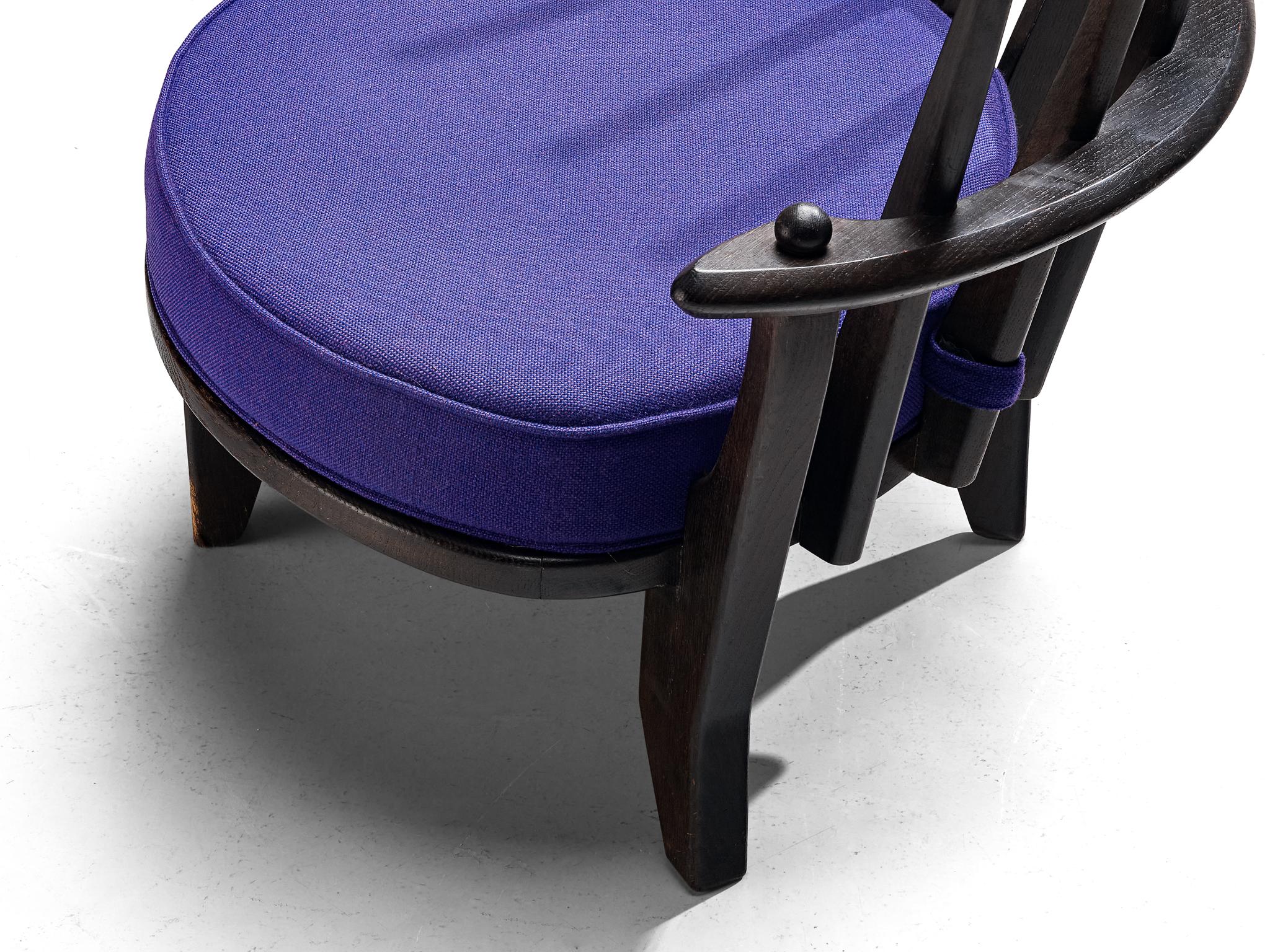 Chaise longue 'Tricoteuse' de Guillerme and Chambron en Oak laqué noir  en vente 1