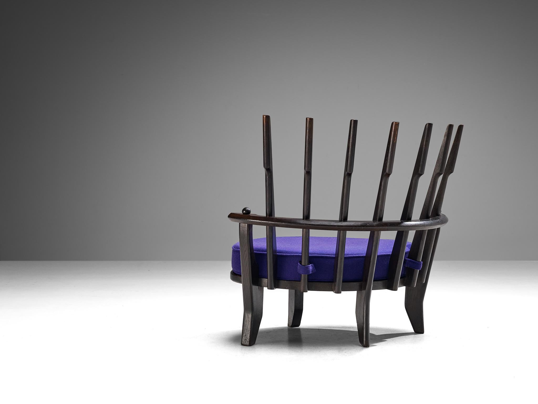 Chaise longue 'Tricoteuse' de Guillerme and Chambron en Oak laqué noir  en vente 2