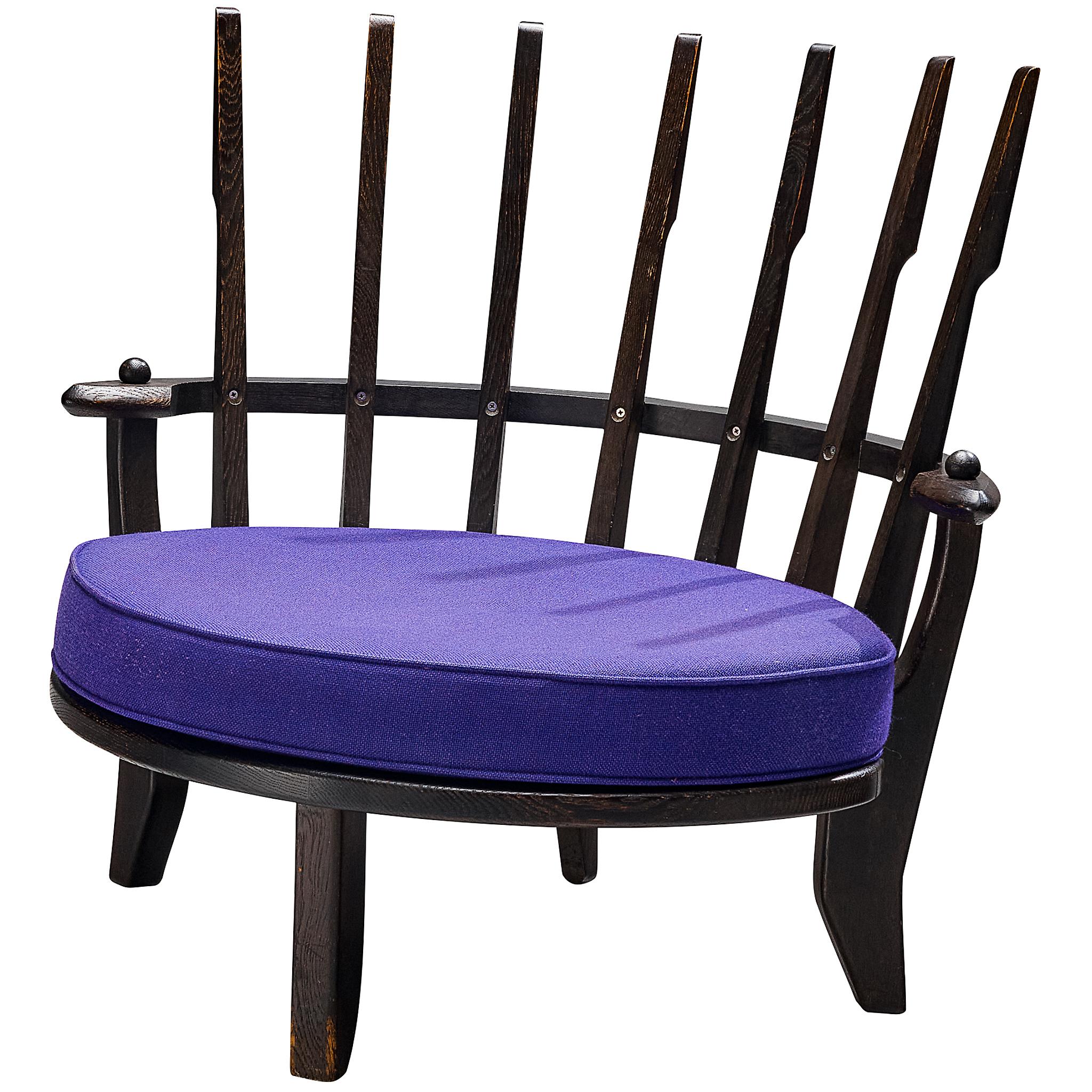 Chaise longue 'Tricoteuse' de Guillerme and Chambron en Oak laqué noir 