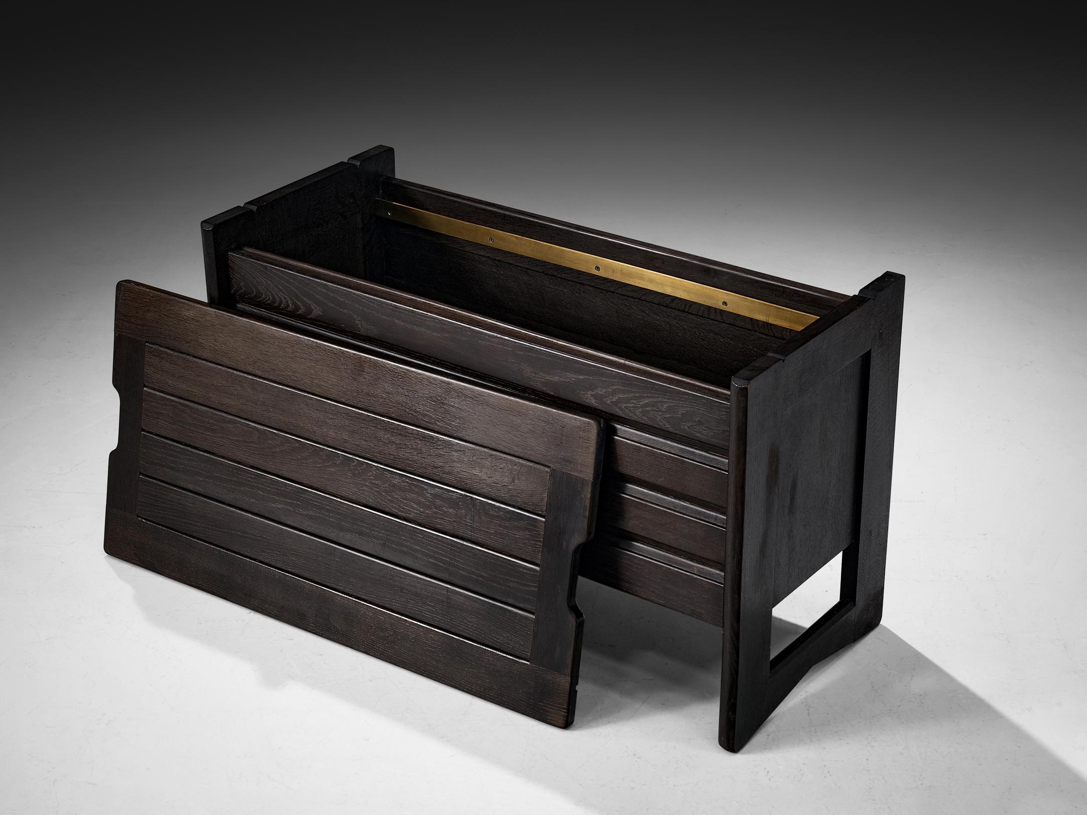 Guillerme & Chambron Trunk or Side Bench in Black Oak In Good Condition For Sale In Waalwijk, NL