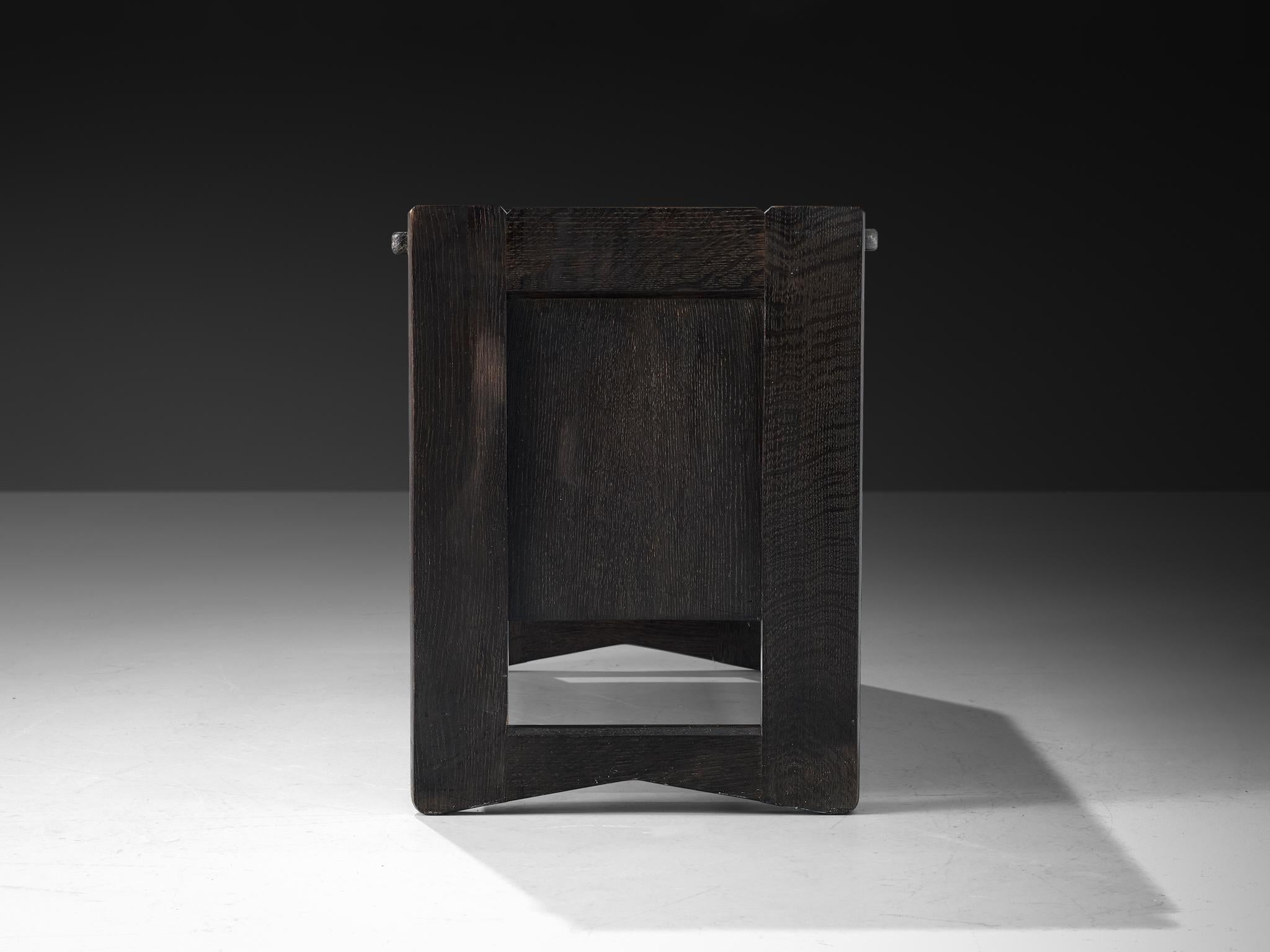 Mid-20th Century Guillerme & Chambron Trunk or Side Bench in Black Oak For Sale