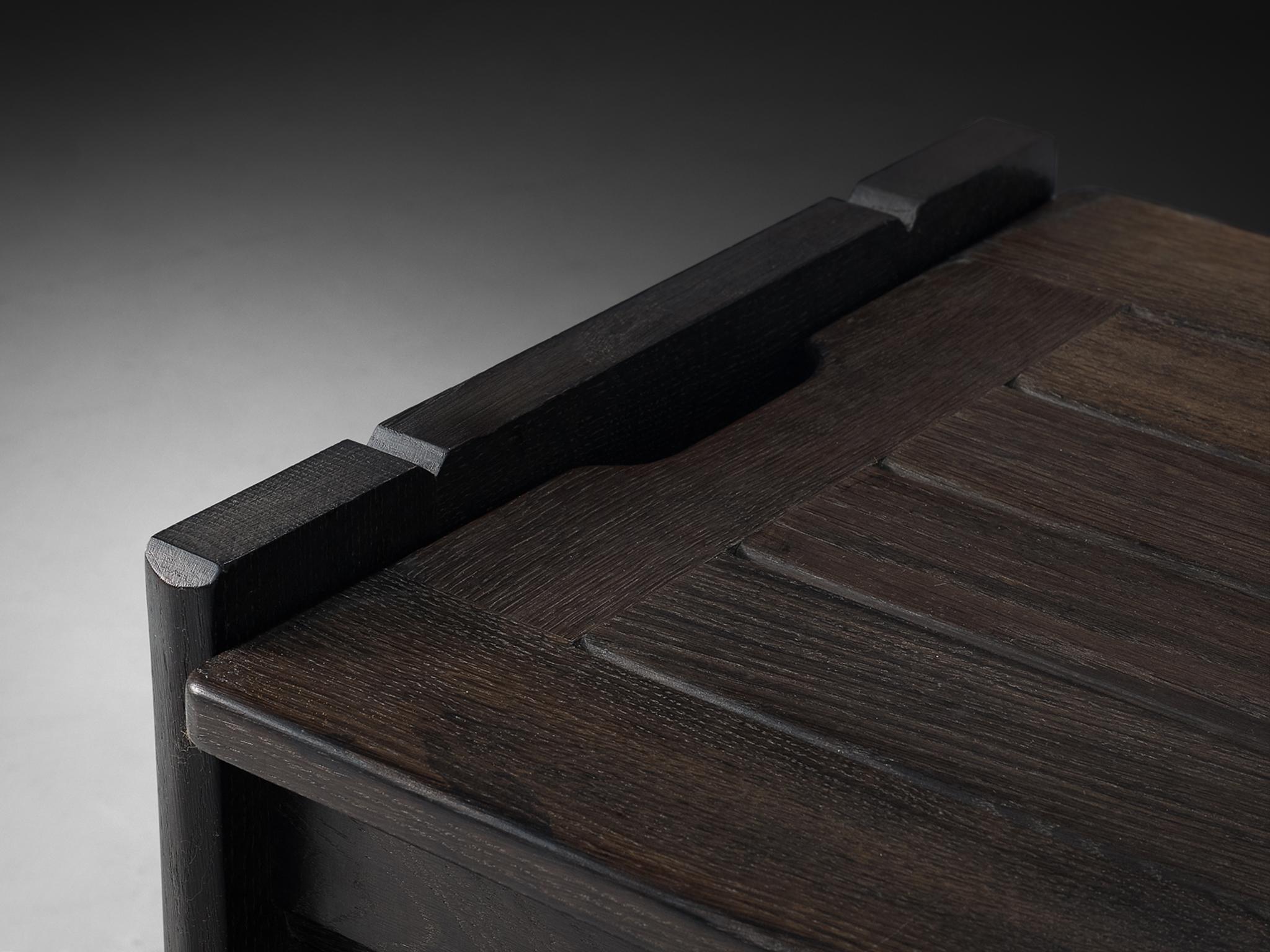 Guillerme & Chambron Trunk or Side Bench in Black Oak For Sale 2