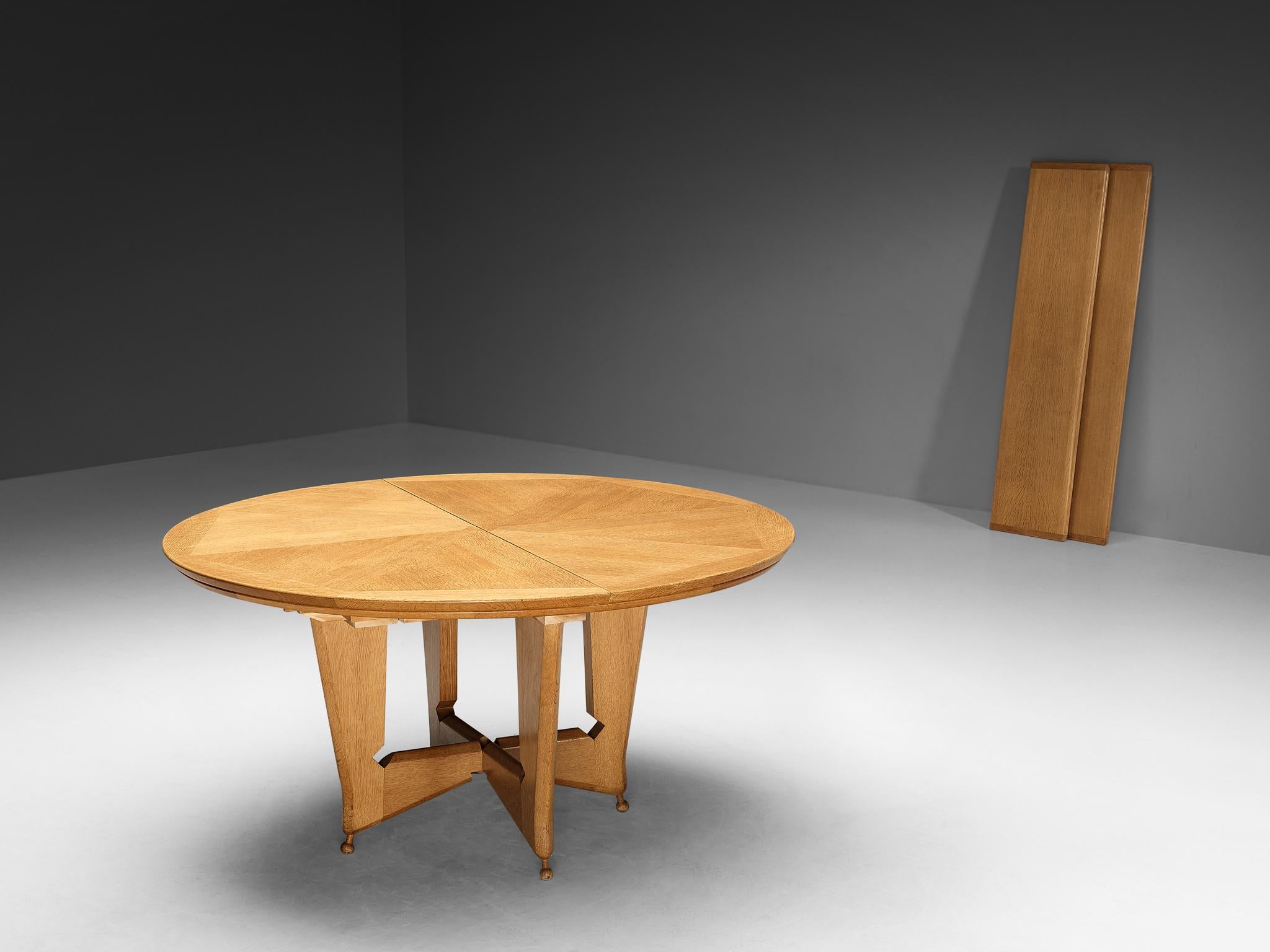 Mid-Century Modern Guillerme & Chambron 'Victorine' Dining Table in Oak For Sale