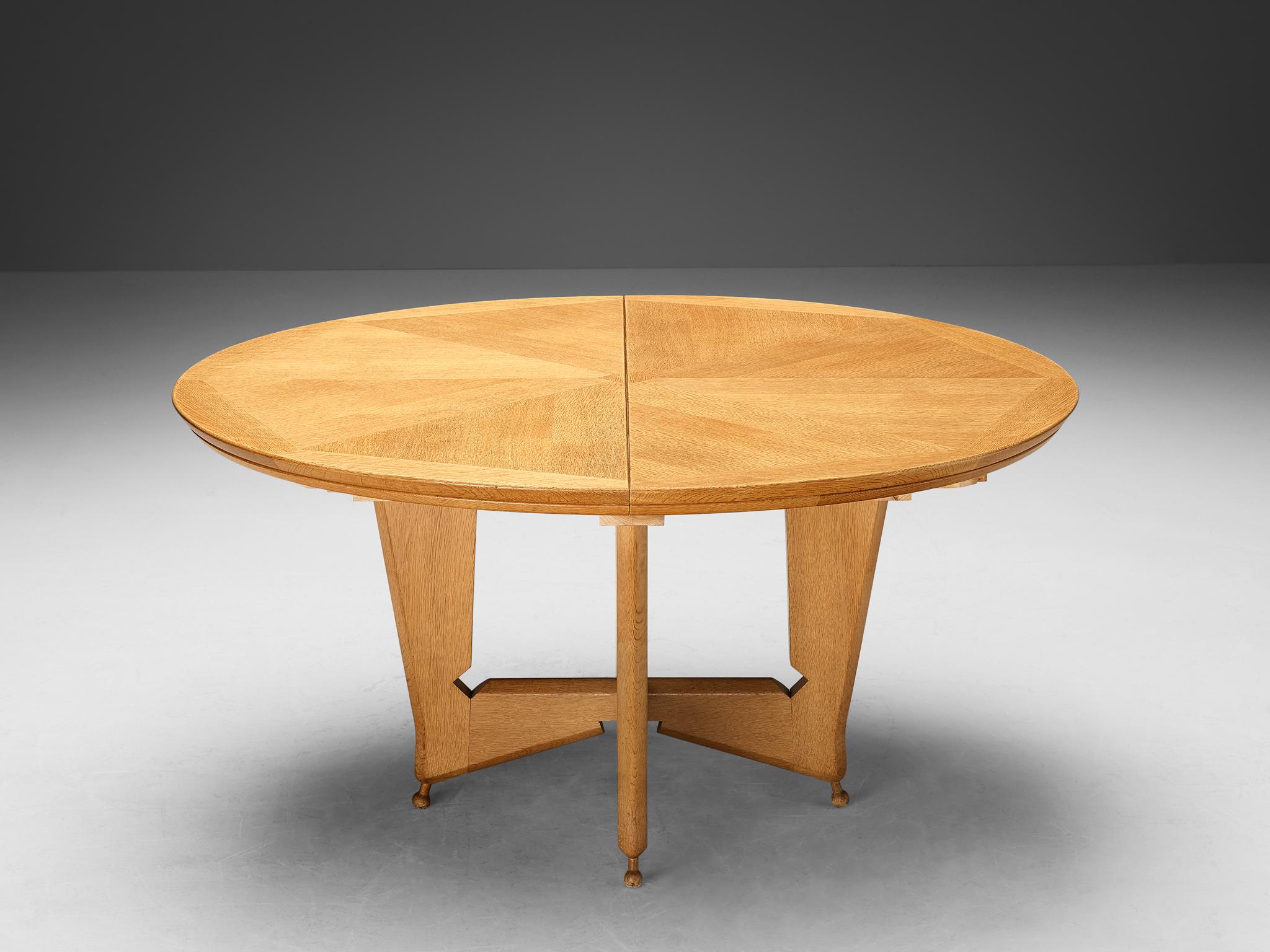 French Guillerme & Chambron 'Victorine' Dining Table in Oak For Sale