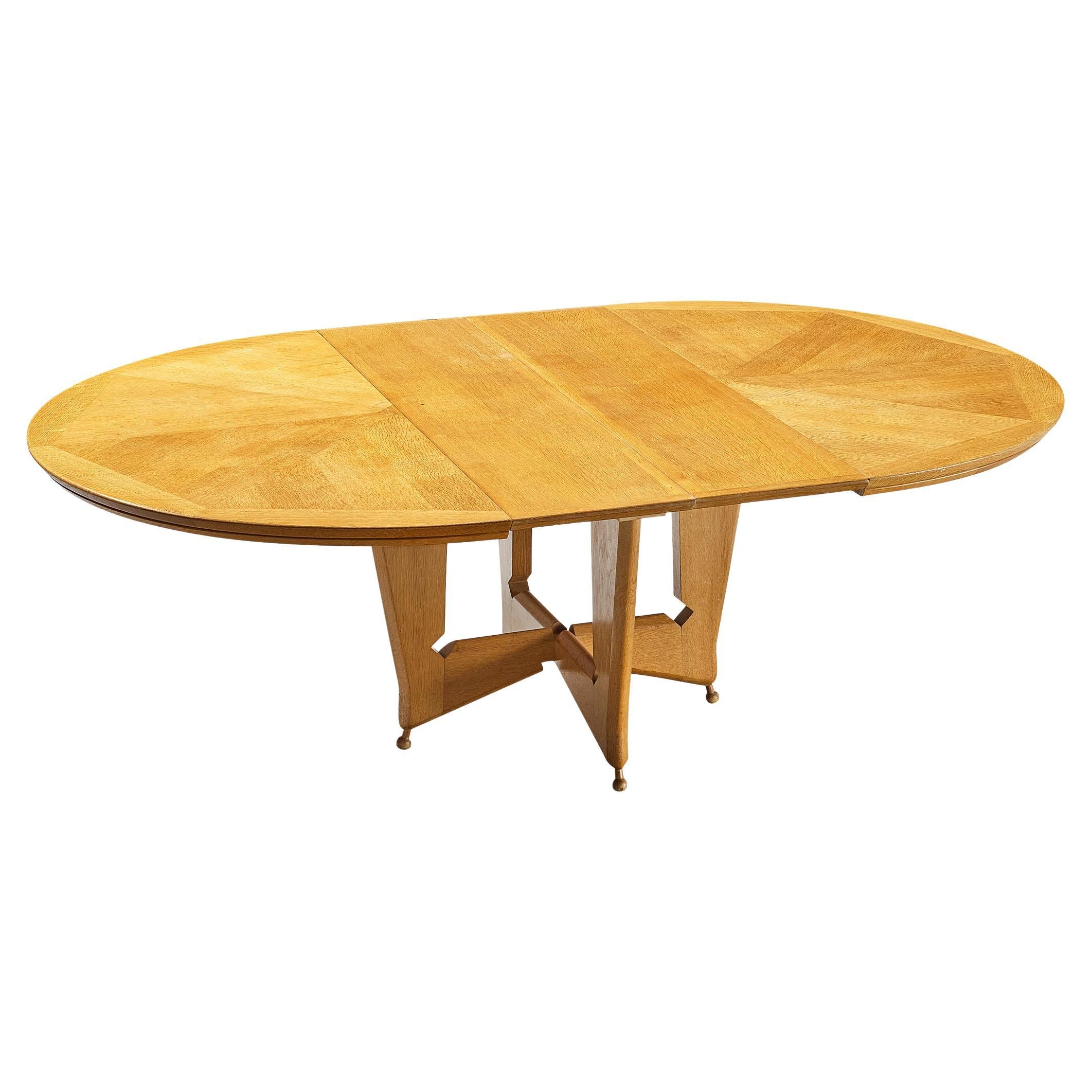 Guillerme & Chambron 'Victorine' Dining Table in Oak For Sale