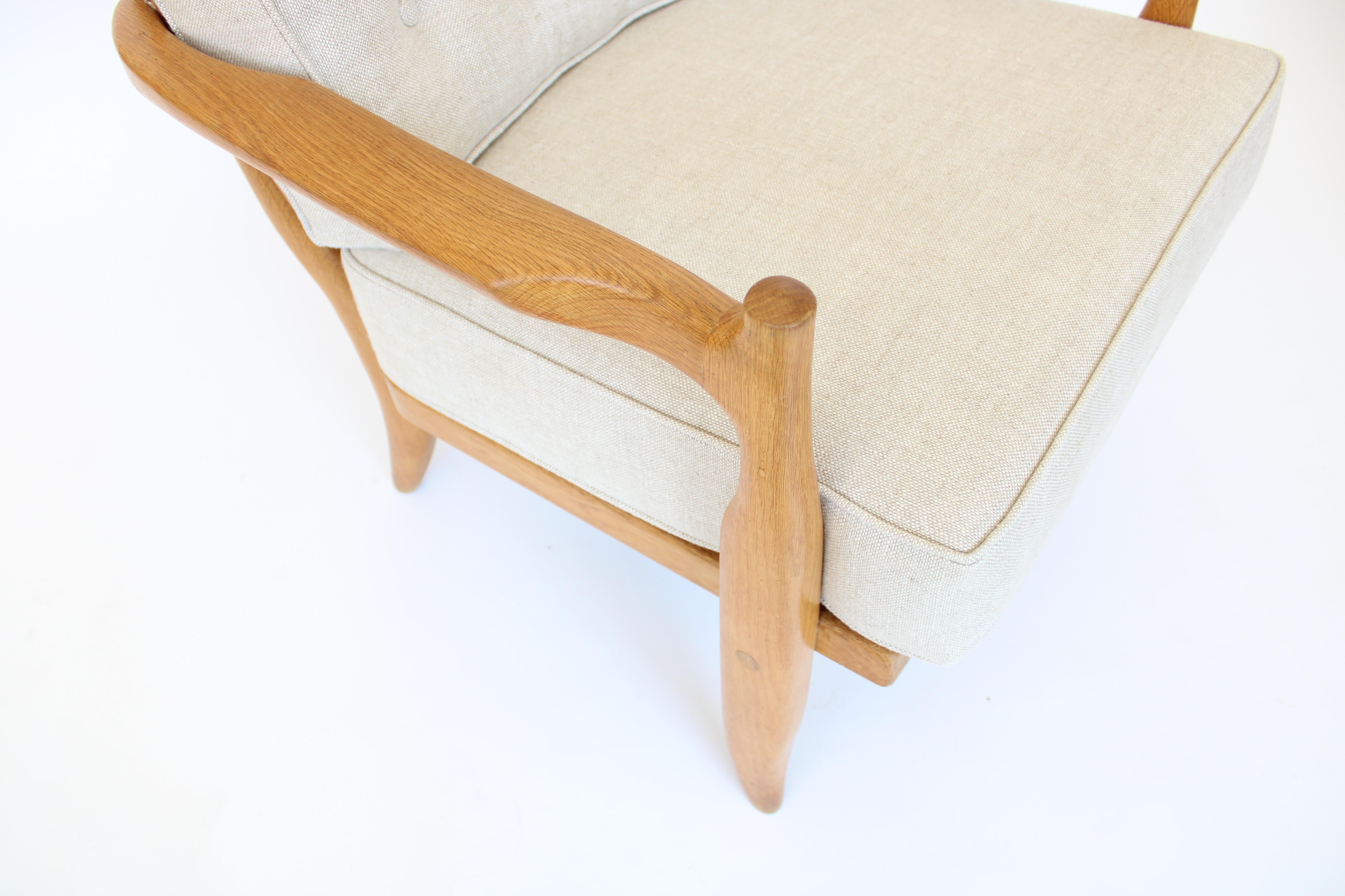 Guillerme Chambron Votre Maison Pair French Oak Lounge or Side Chairs Model Jose 7