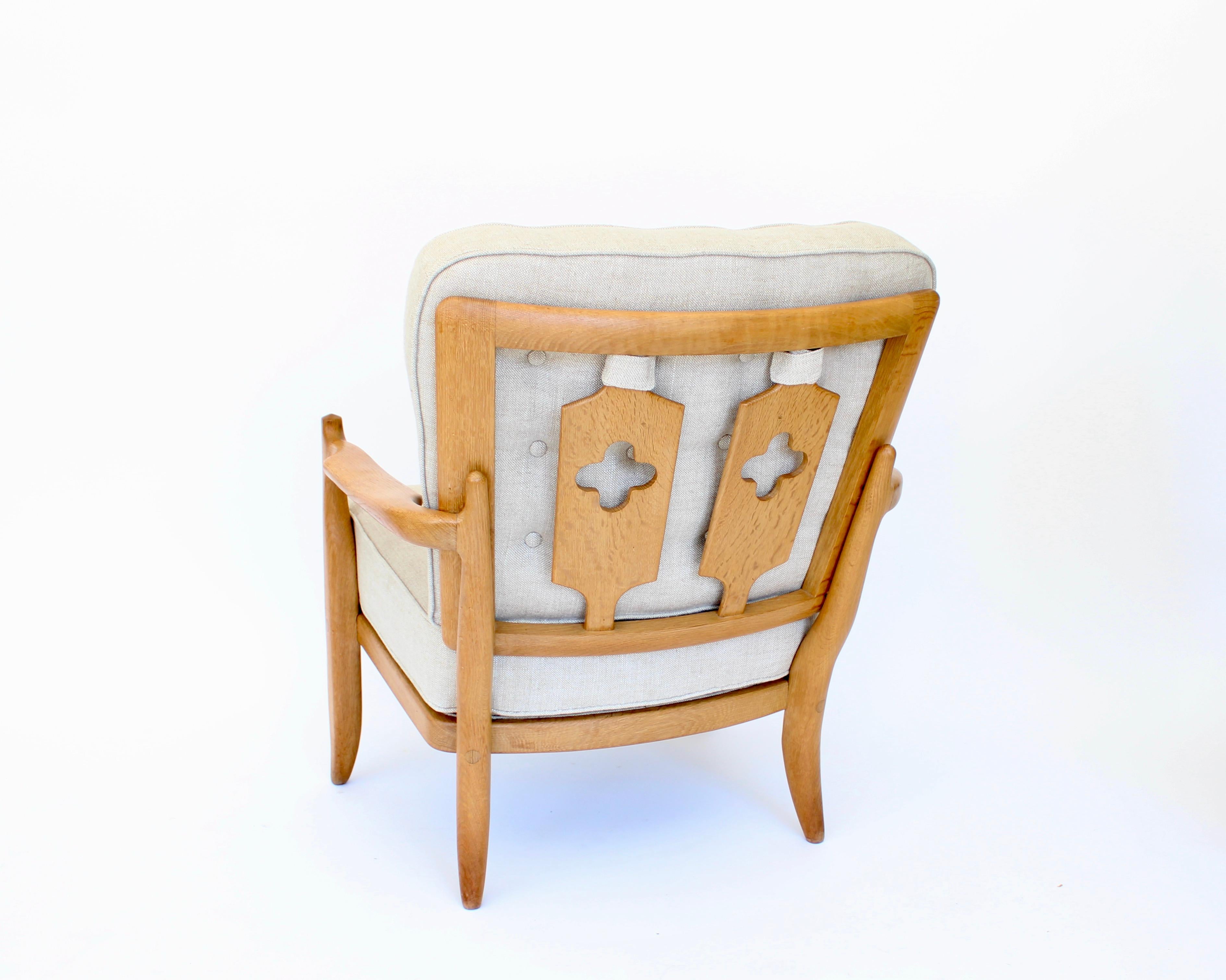 Guillerme Chambron Votre Maison Pair French Oak Lounge or Side Chairs Model Jose 1