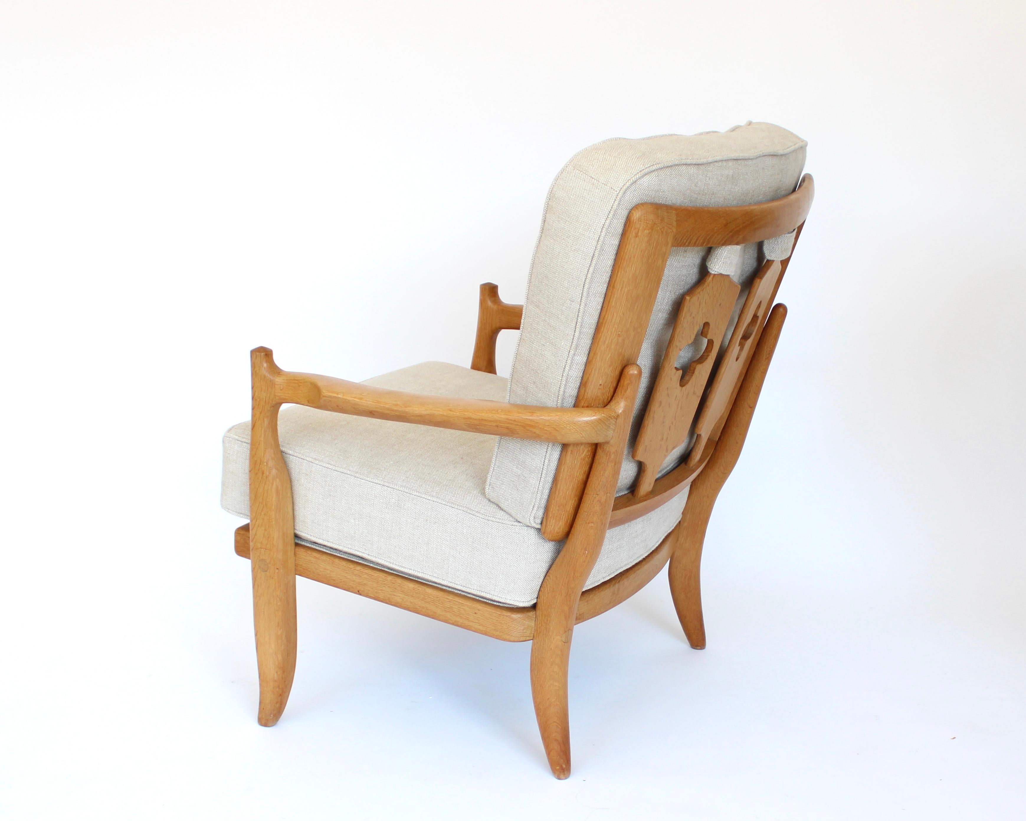 Guillerme Chambron Votre Maison Pair French Oak Lounge or Side Chairs Model Jose 2