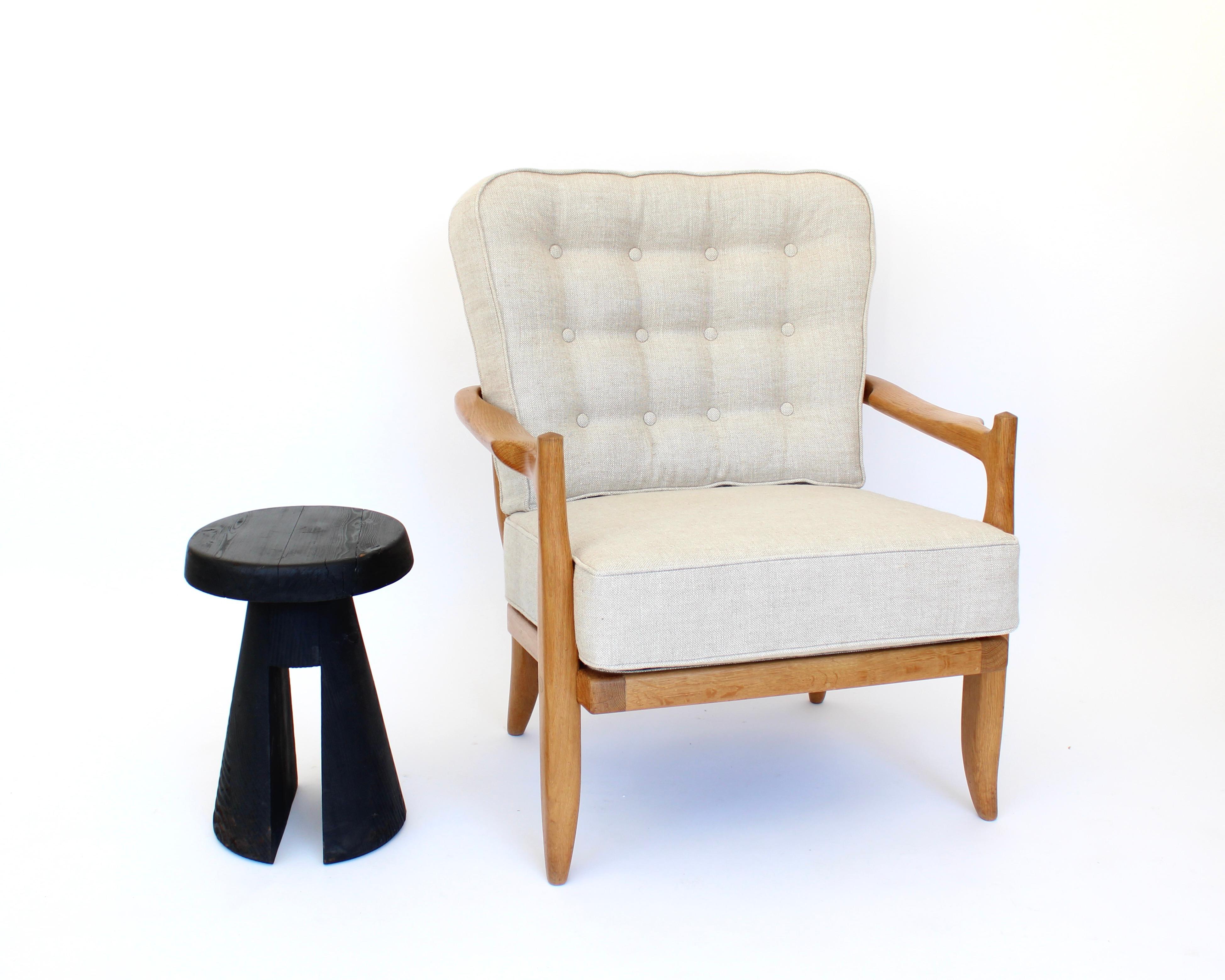 Guillerme Chambron Votre Maison Pair French Oak Lounge or Side Chairs Model Jose 3