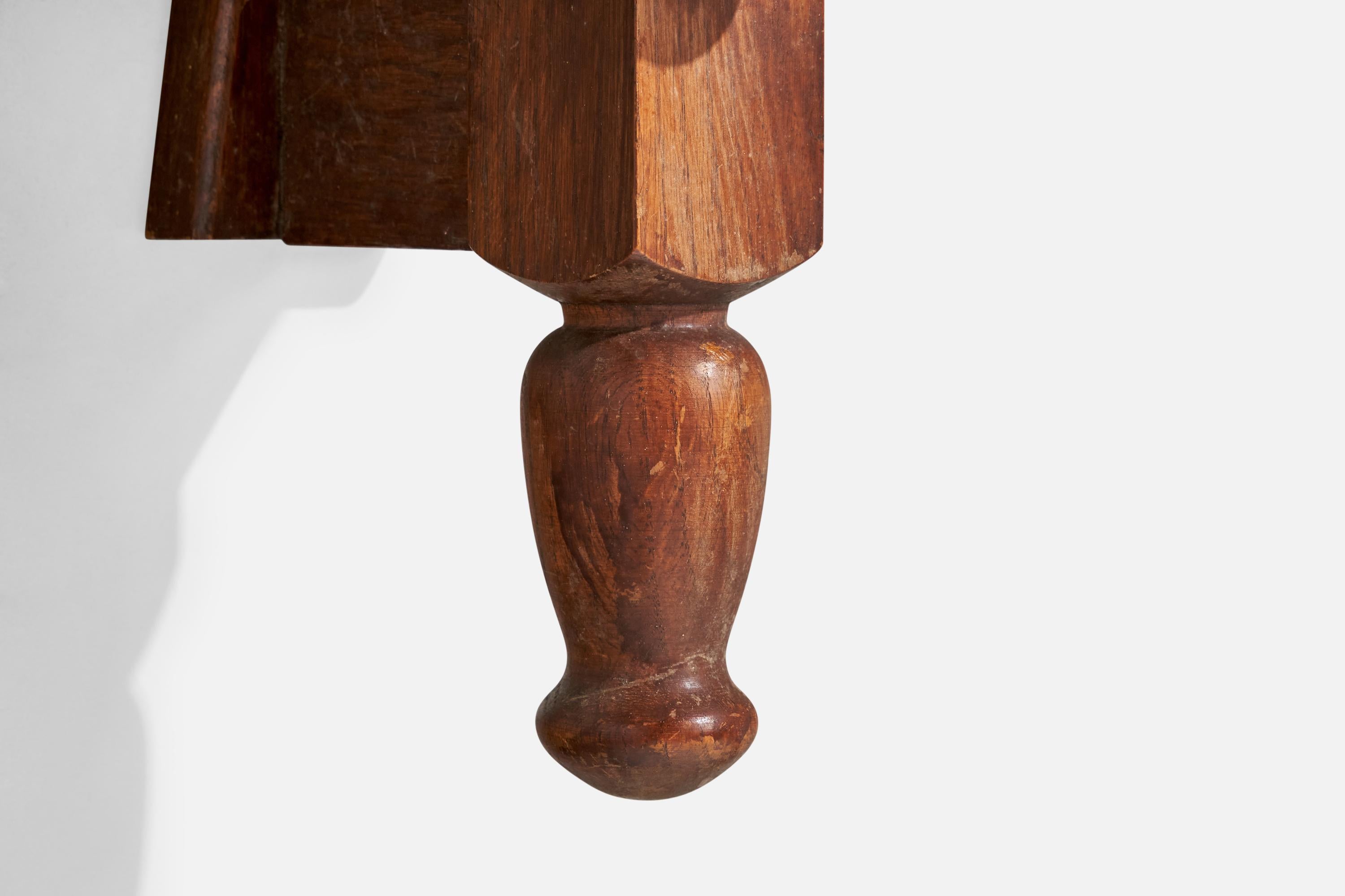 Guillerme & Chambron, Wall Light, Oak, Fabric, France, 1960s For Sale 2