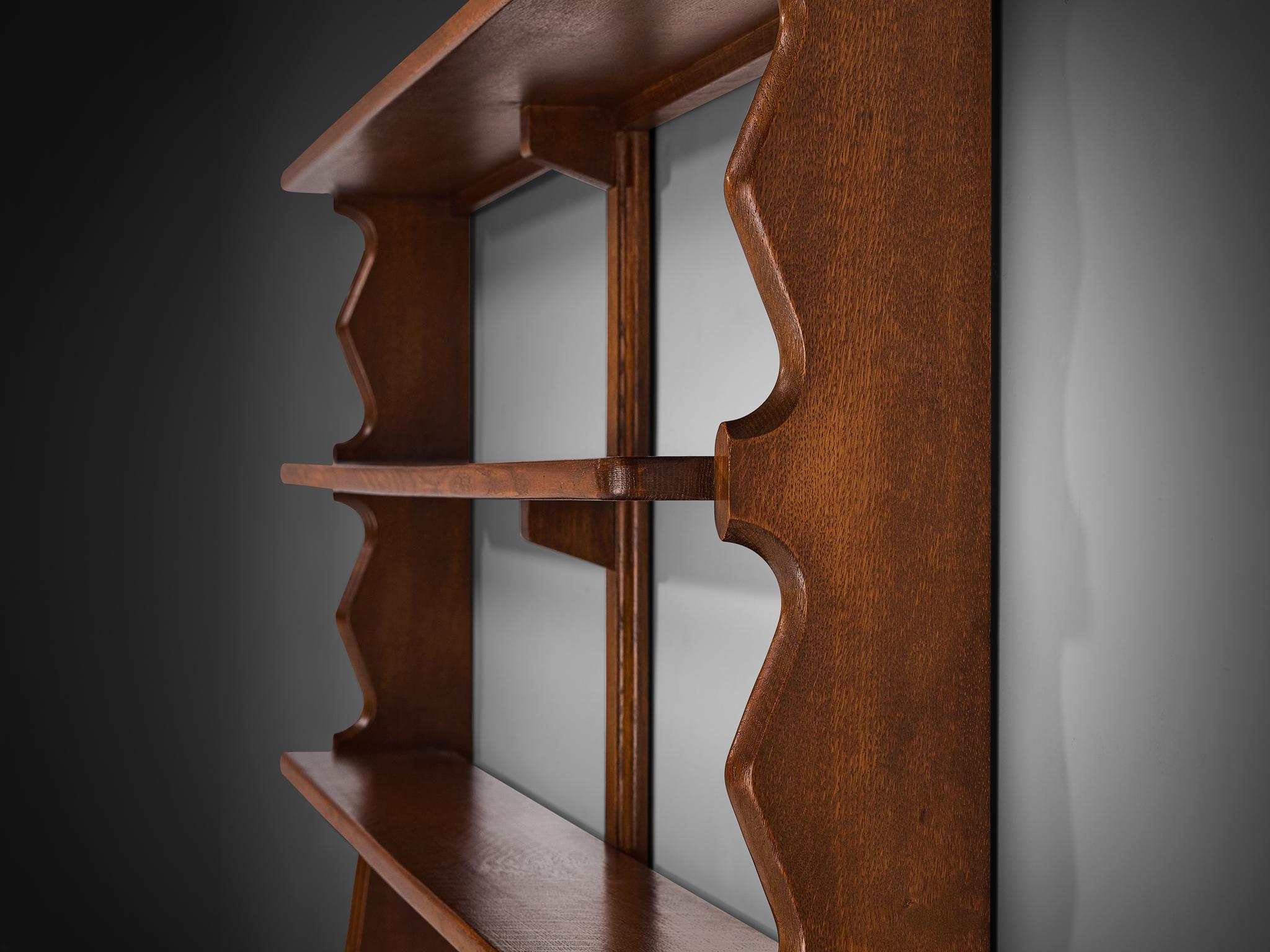 Ottone Scaffale a parete Guillerme & Chambron con cassetti in Oak massiccio in vendita