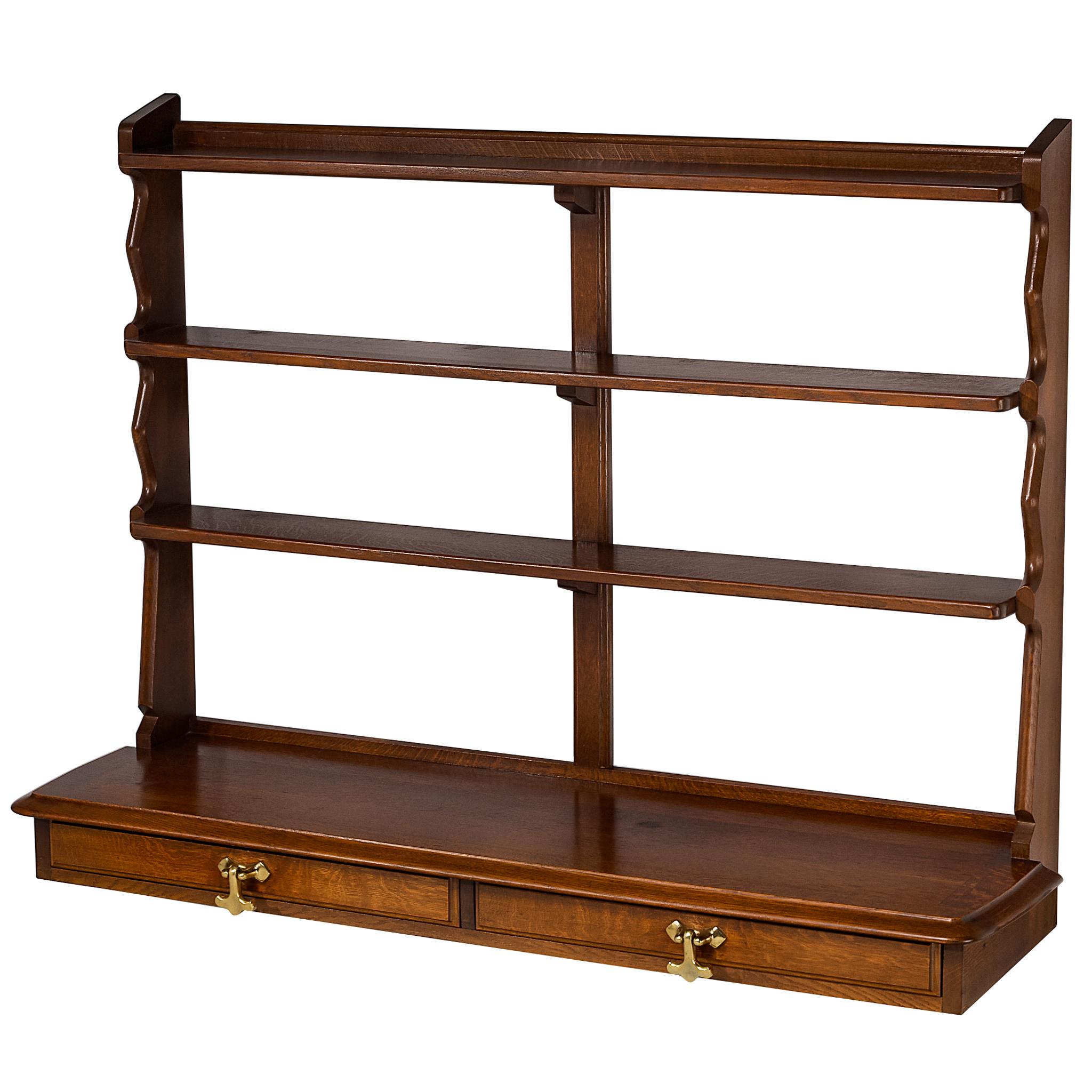 Scaffale a parete Guillerme & Chambron con cassetti in Oak massiccio in vendita