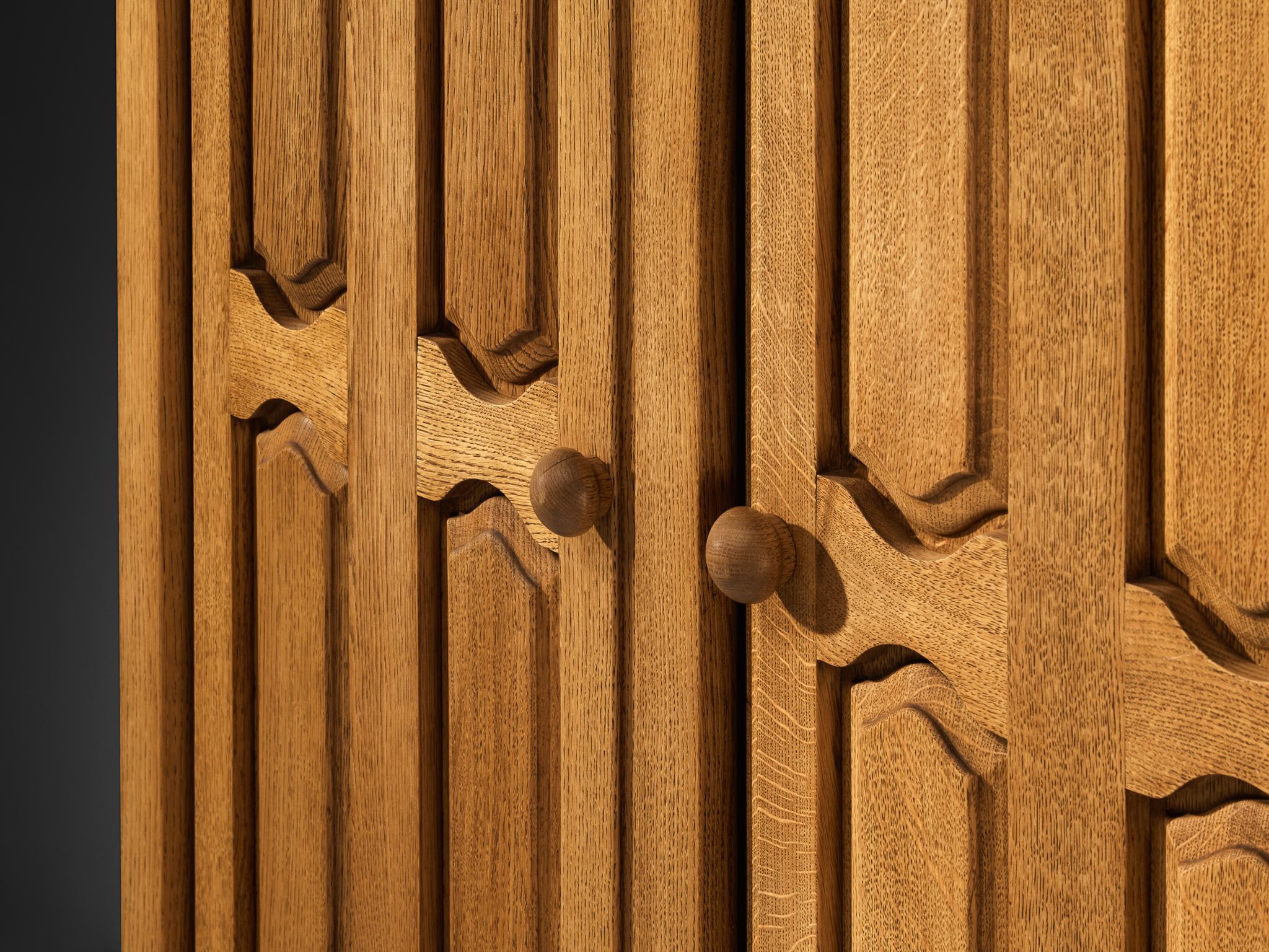 Mid-Century Modern Guillerme & Chambron Wardrobe in Solid Oak For Sale