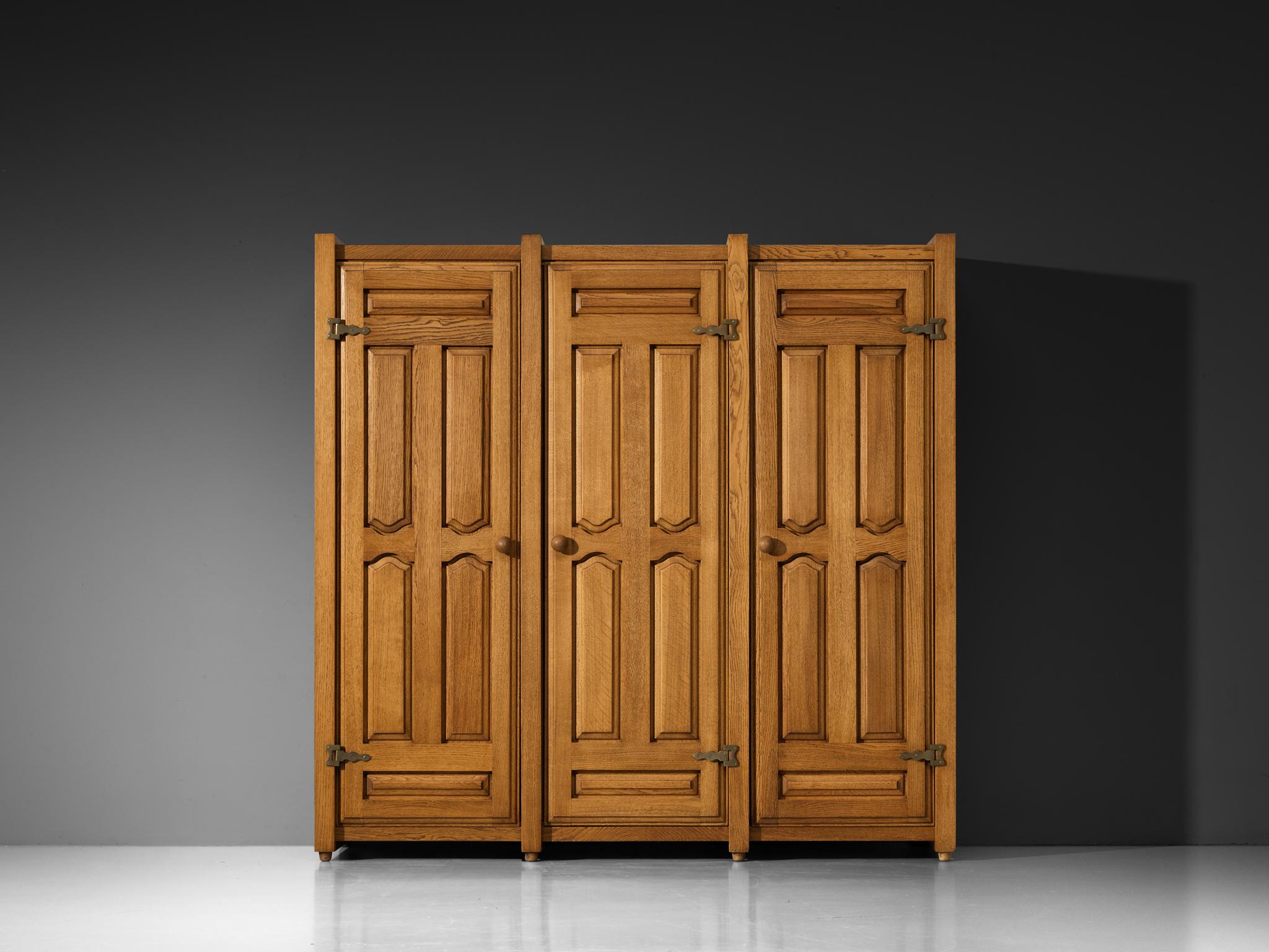 French Guillerme & Chambron Wardrobe in Solid Oak For Sale
