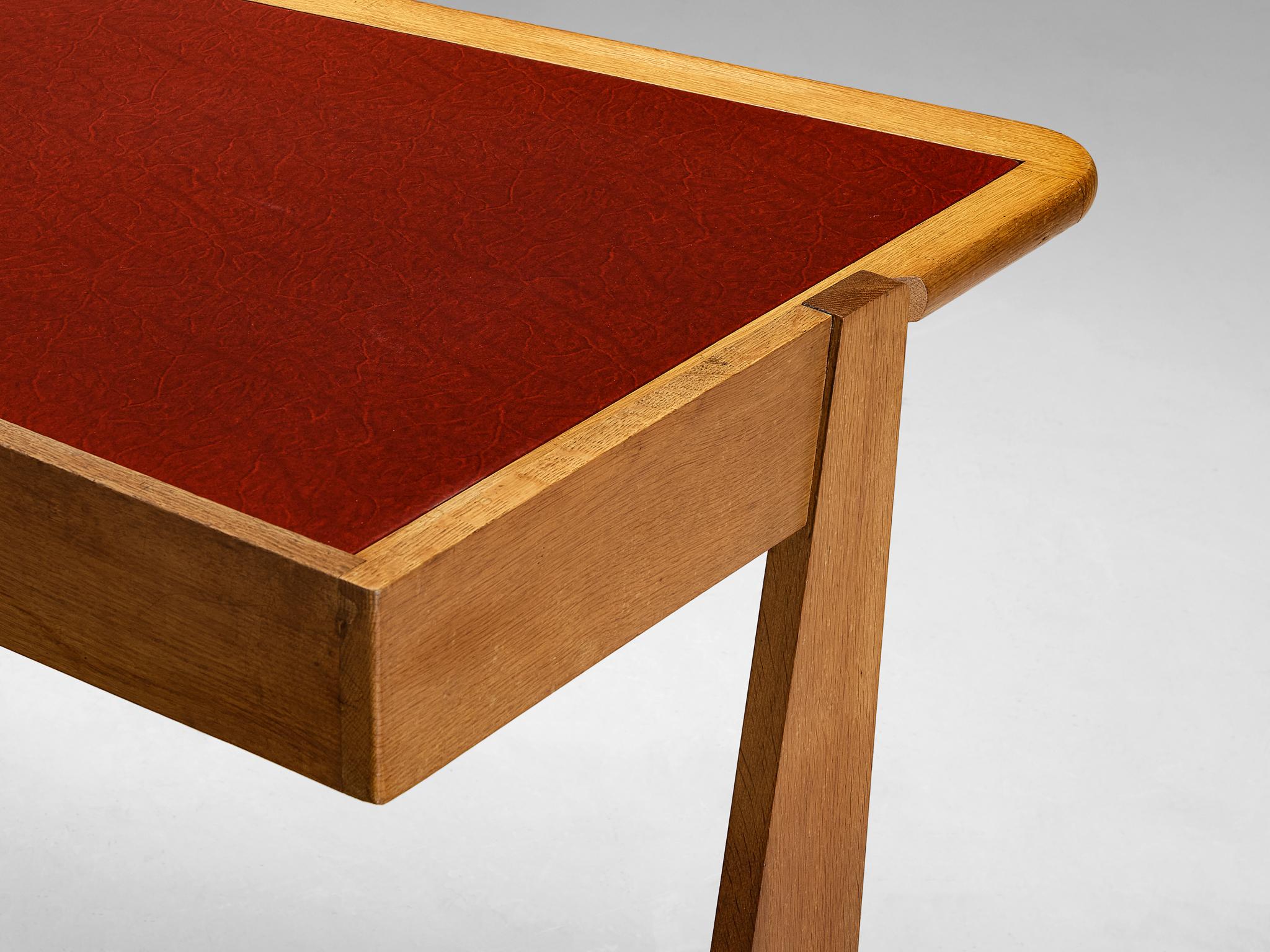 Guillerme & Chambron Writing Desk in Oak and Leather  3