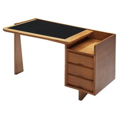 Guillerme & Chambron Writing Desk in Oak and Leather 