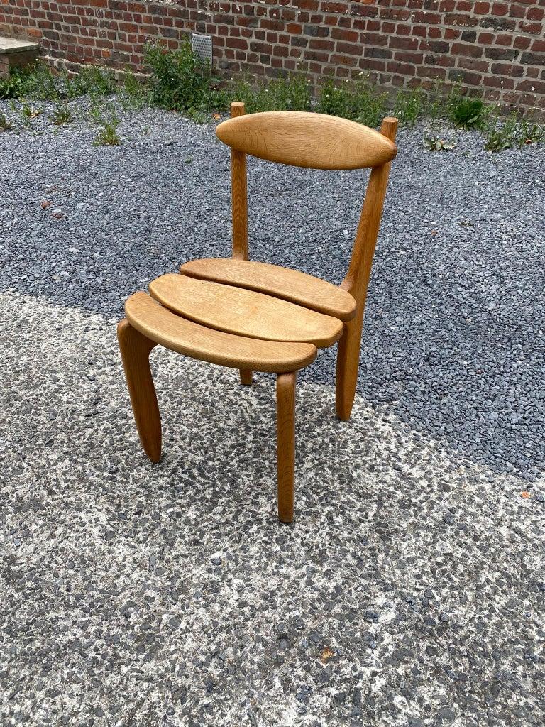Francese Guillerme et Chambron, Sedia 10 Thierry in Oak massiccio, Edizione Votre Maison 1970 in vendita