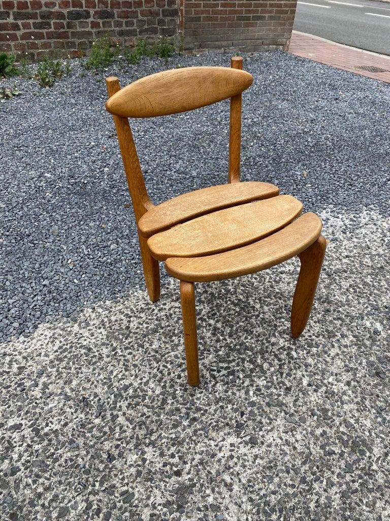 Fine XX secolo Guillerme et Chambron, Sedia 10 Thierry in Oak massiccio, Edizione Votre Maison 1970 in vendita