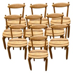 Guillerme et Chambron, 10 Thierry Chair in Solid Oak, Edition Votre Maison 1970
