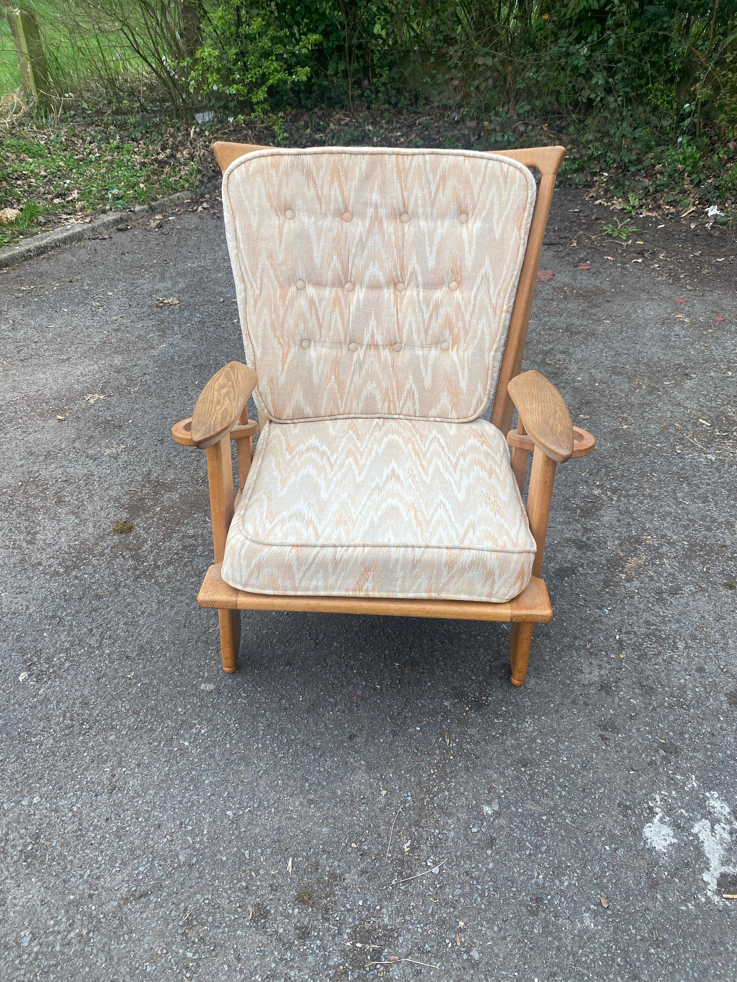 Mid-Century Modern Guillerme et Chambron, 1970 Oak Armchair Edited by Votre Maison For Sale