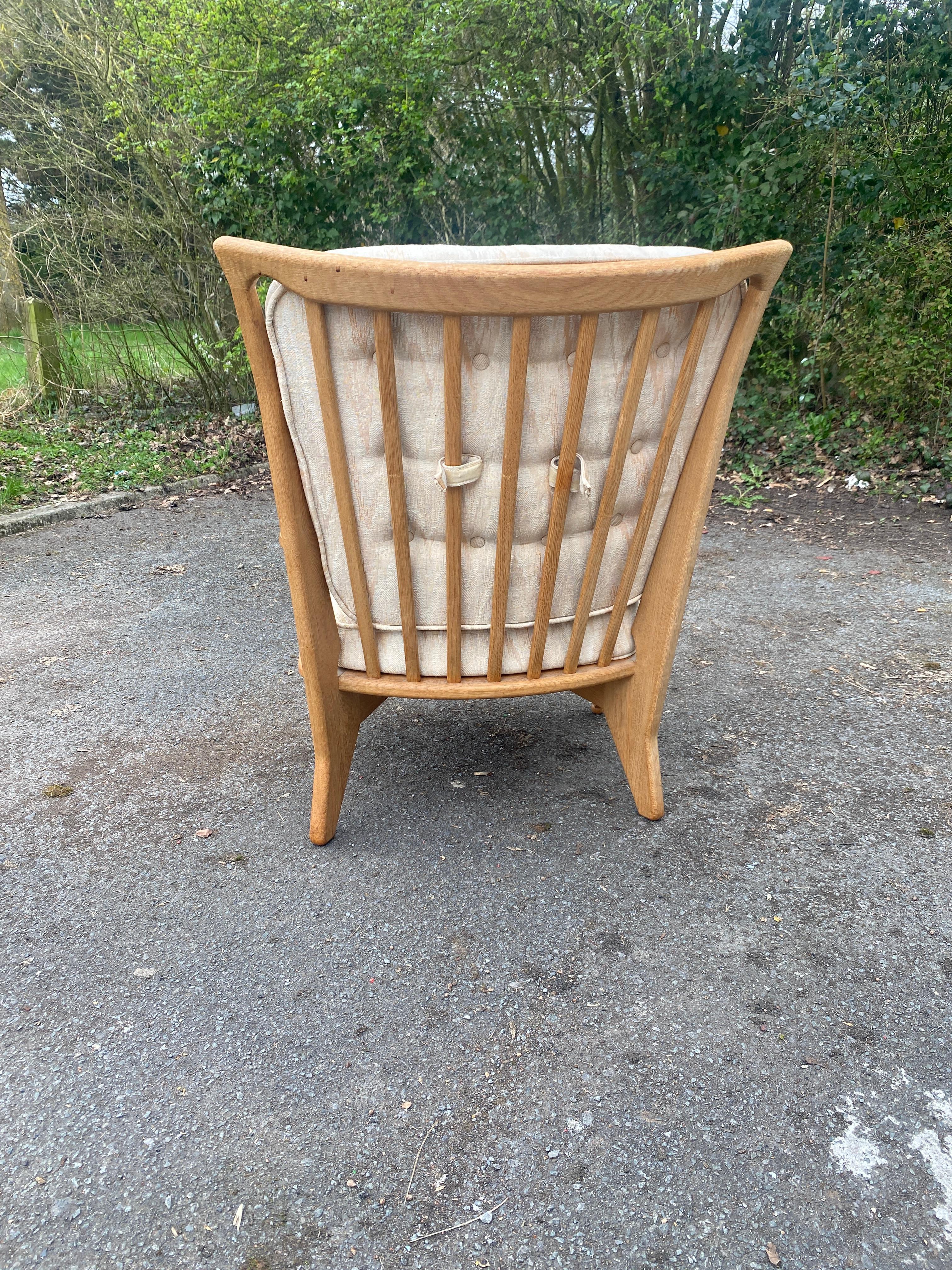 French Guillerme et Chambron, 1970 Oak Armchair Edited by Votre Maison For Sale