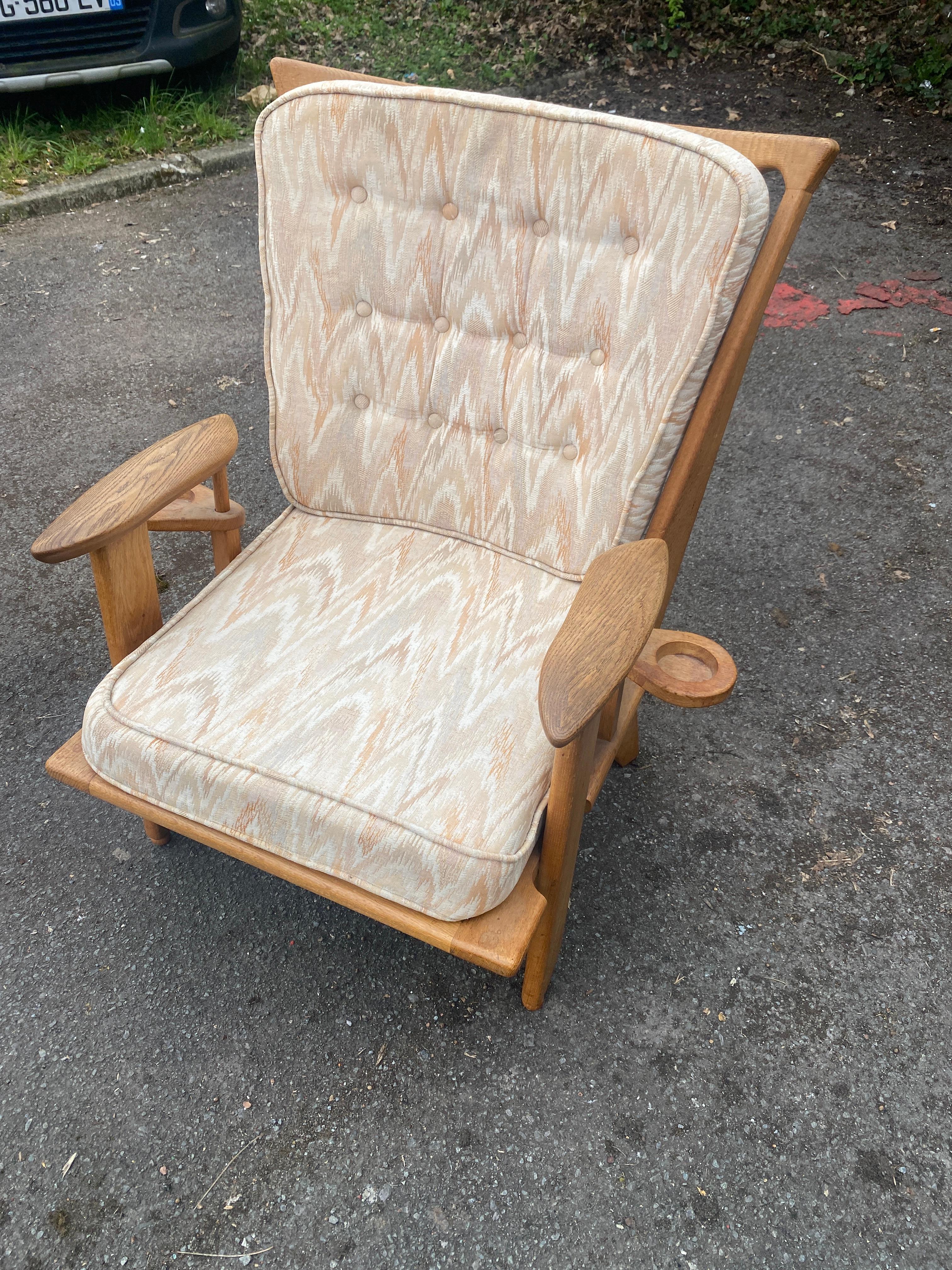 Late 20th Century Guillerme et Chambron, 1970 Oak Armchair Edited by Votre Maison For Sale