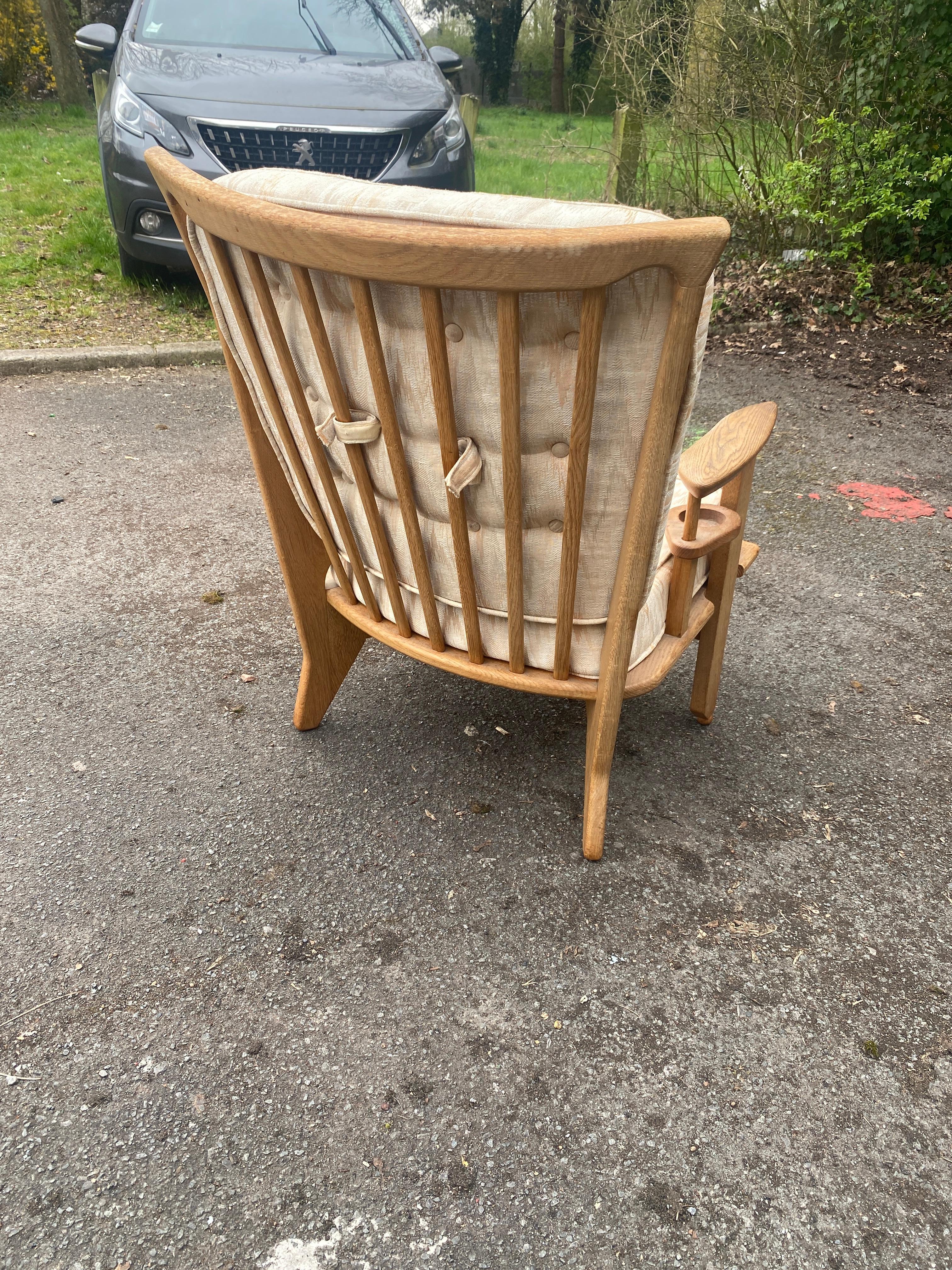 Guillerme et Chambron, 1970 Oak Armchair Edited by Votre Maison For Sale 1