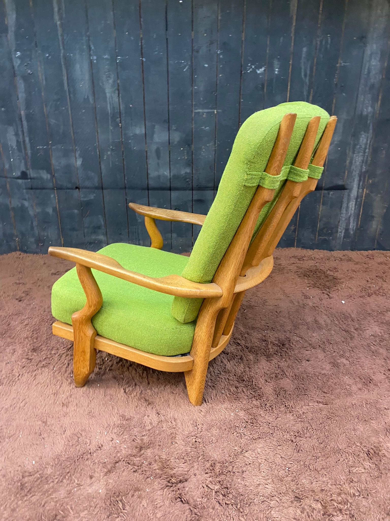 Guillerme et Chambron, 1970 Oak Armchair Grand Repos Edited by Votre Maison For Sale 4