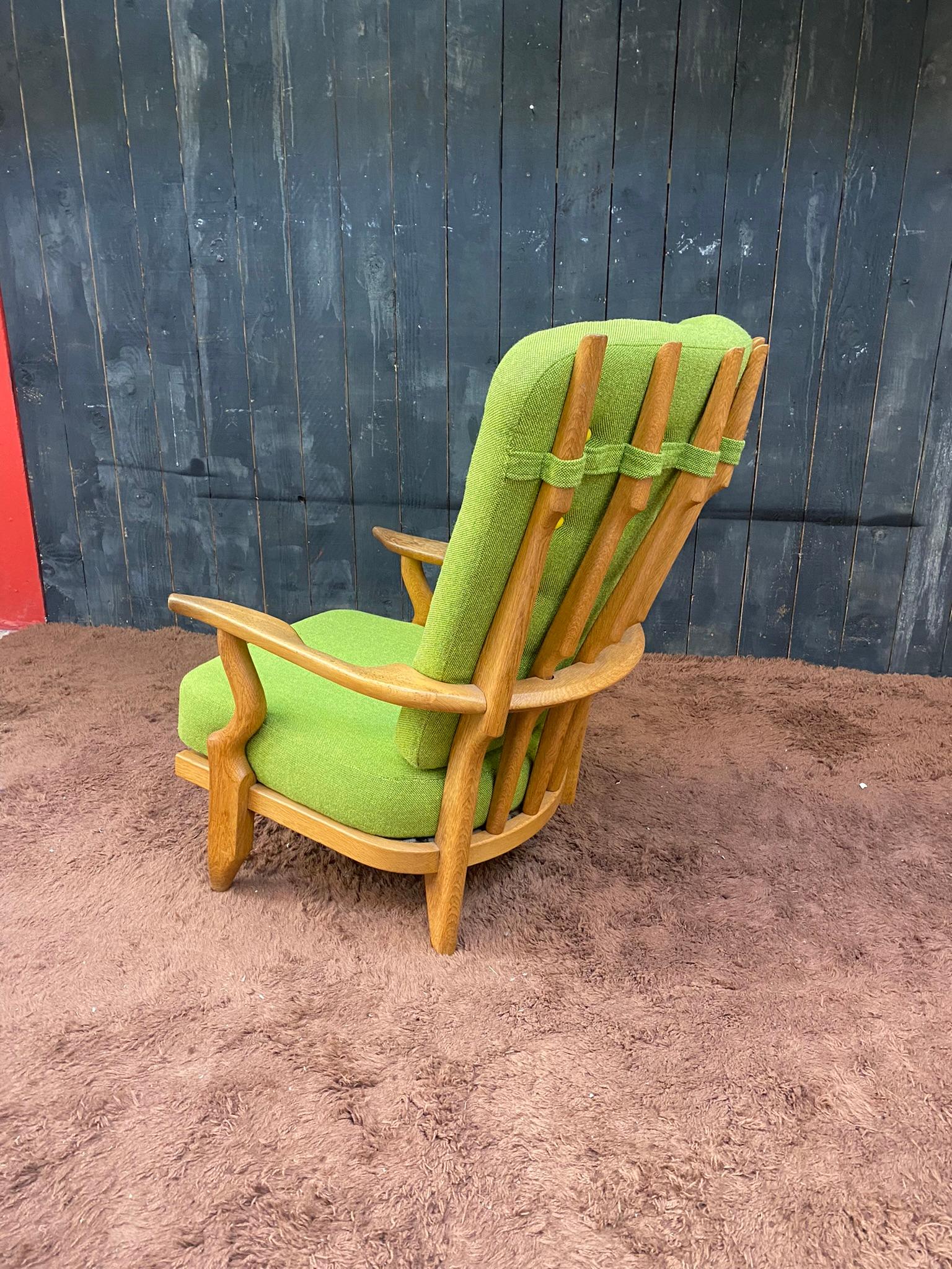 Late 20th Century Guillerme et Chambron, 1970 Oak Armchair Grand Repos Edited by Votre Maison For Sale