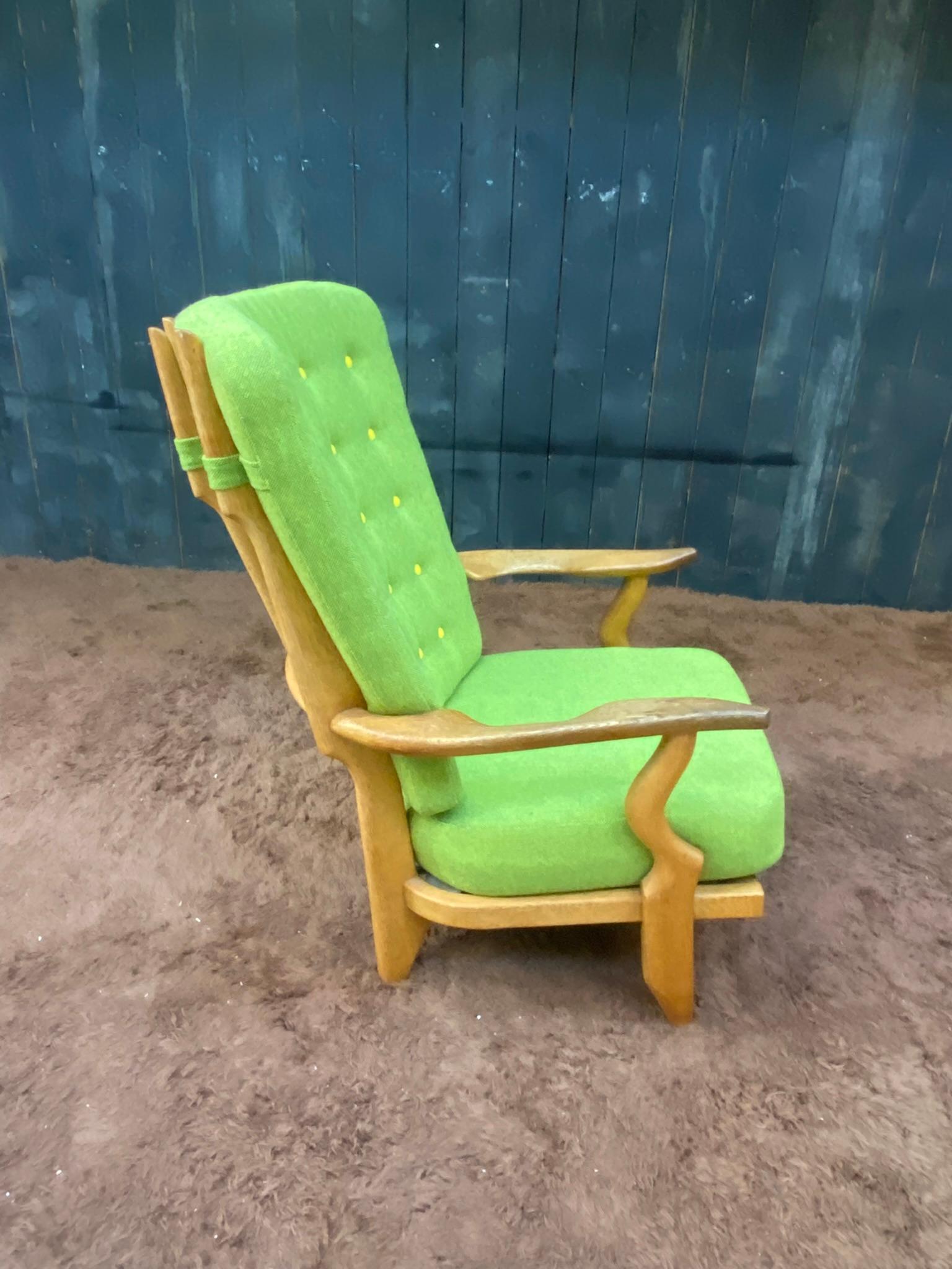 Guillerme et Chambron, 1970 Oak Armchair Grand Repos Edited by Votre Maison For Sale 2