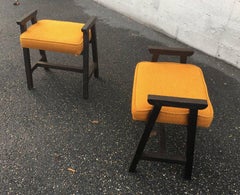 Guillerme et Chambron, 2 Blackened Oak Stools, Edition Votre Maison