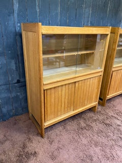 Guillerme et Chambron, 2 Cabinets, in Oak and Glass, Edition Votre Maison
