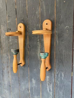 Guillerme et Chambron 2 Wall Sconces En Chene, Edition Votre Maison, circa 1970
