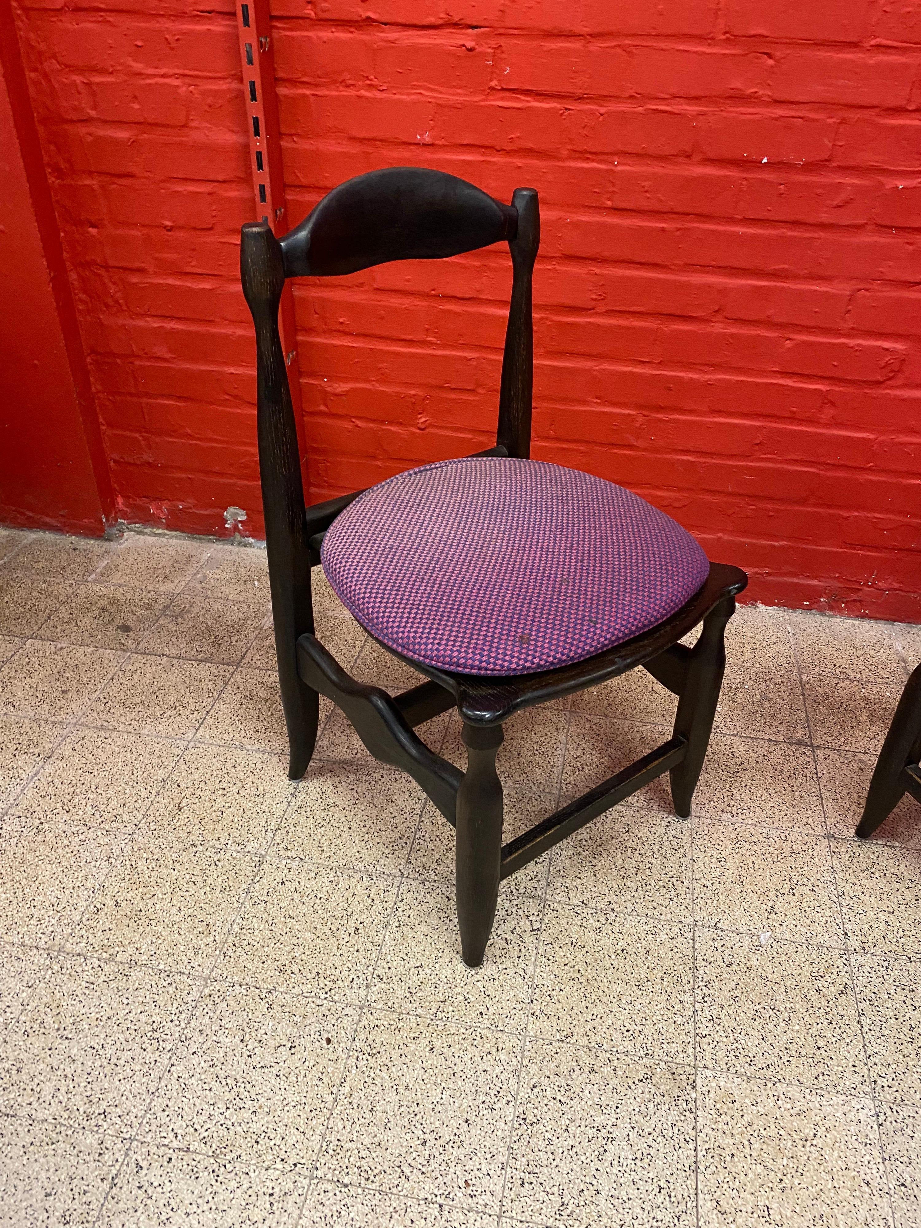 Guillerme et Chambron 4 Chairs in Blackened Oak, 