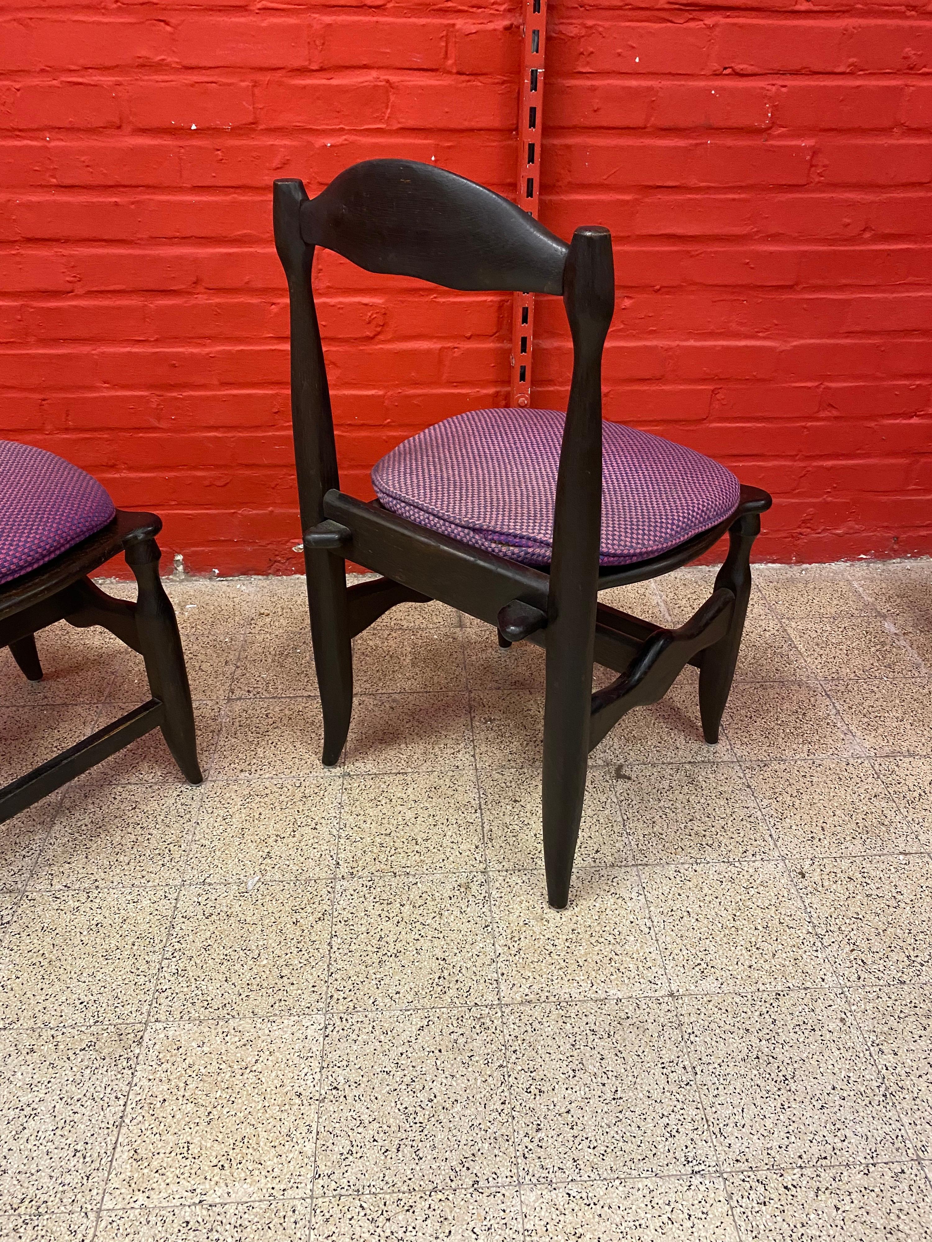 Guillerme et Chambron 4 Chairs in Blackened Oak, 