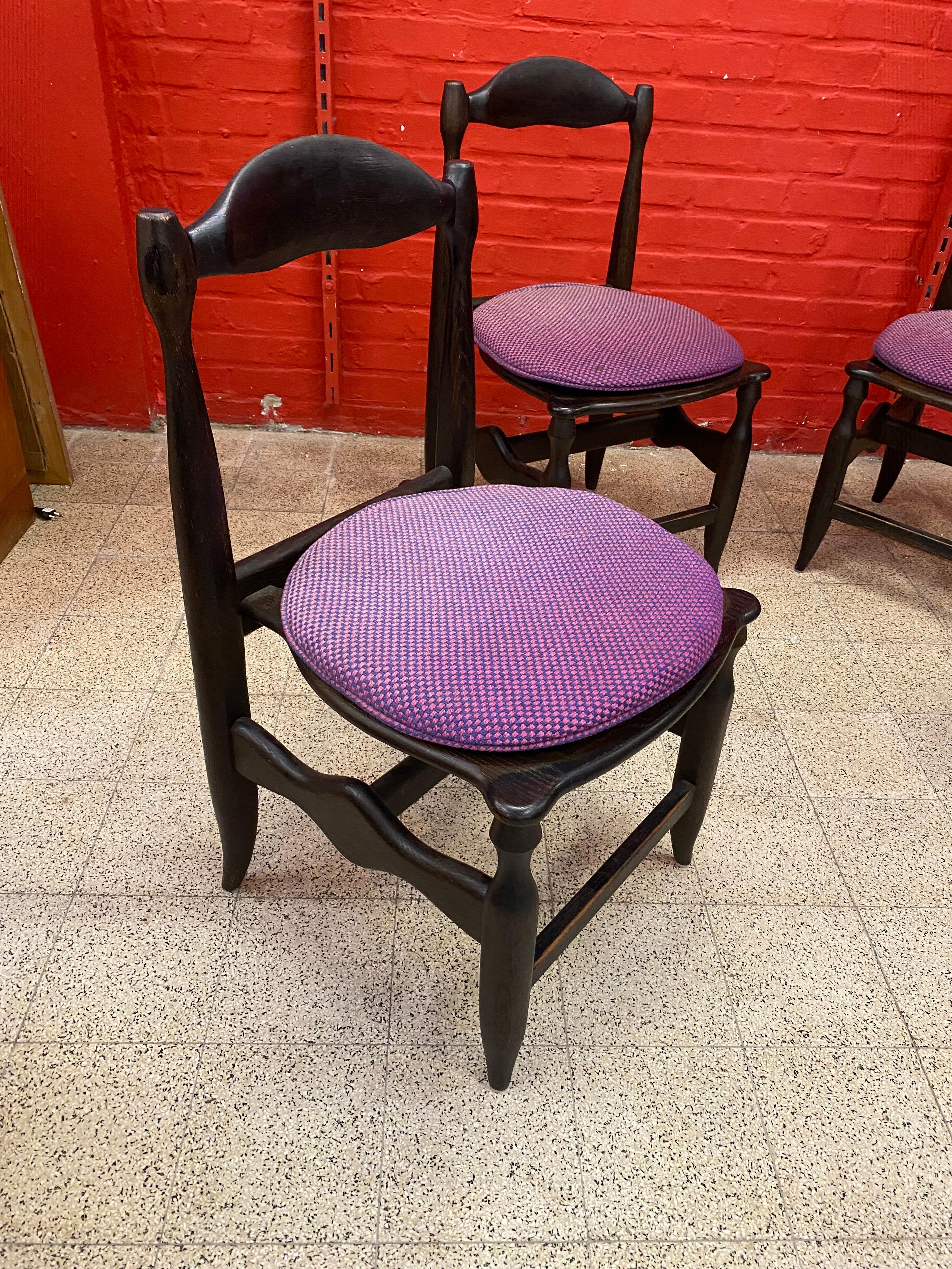 Guillerme et Chambron 4 chairs in blackened oak, 