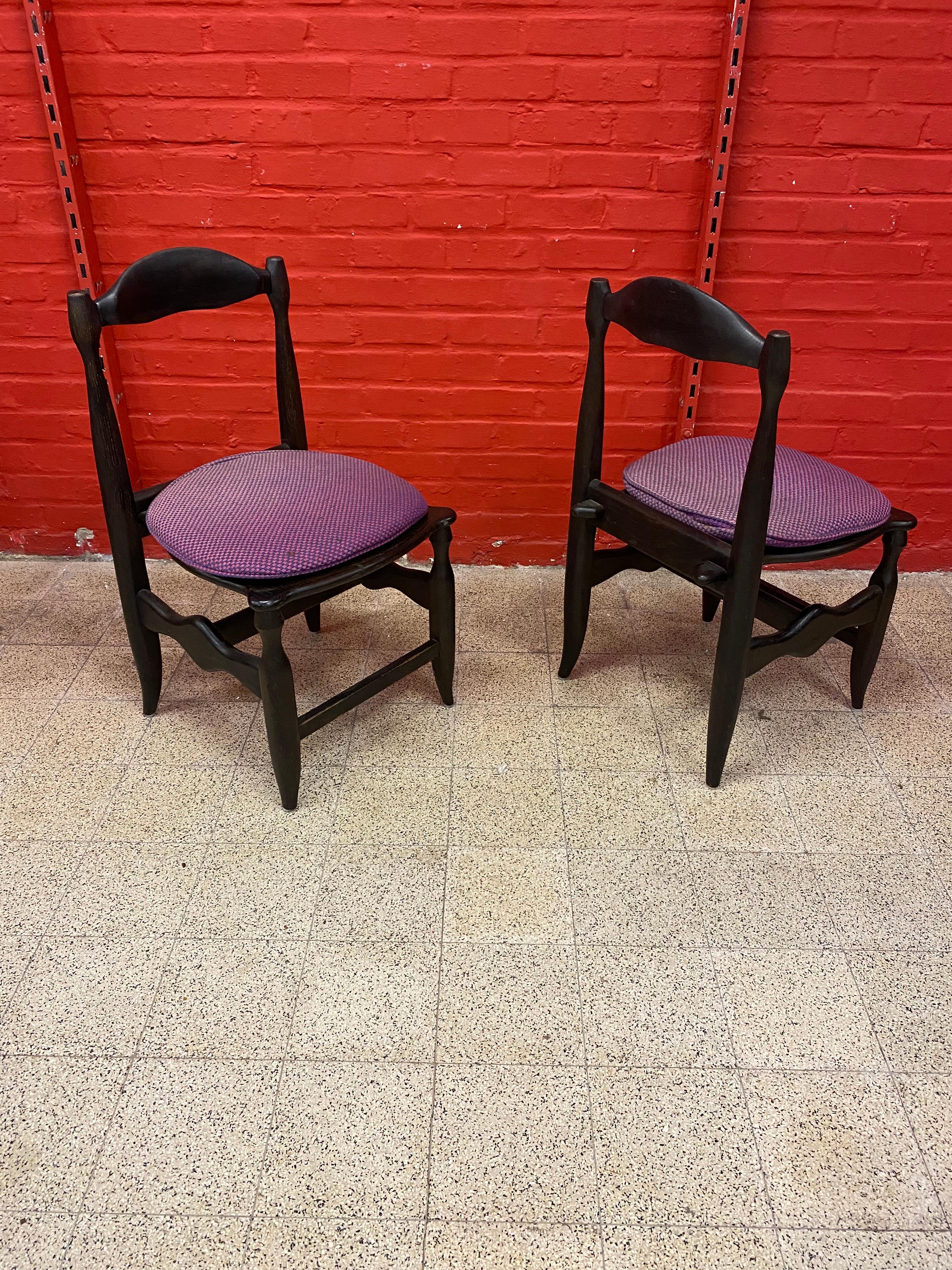 Guillerme et Chambron 4 Chairs in Blackened Oak, 