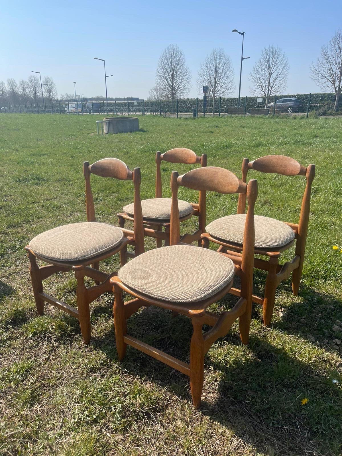 French Guillerme et Chambron 4 Chairs in Oak 