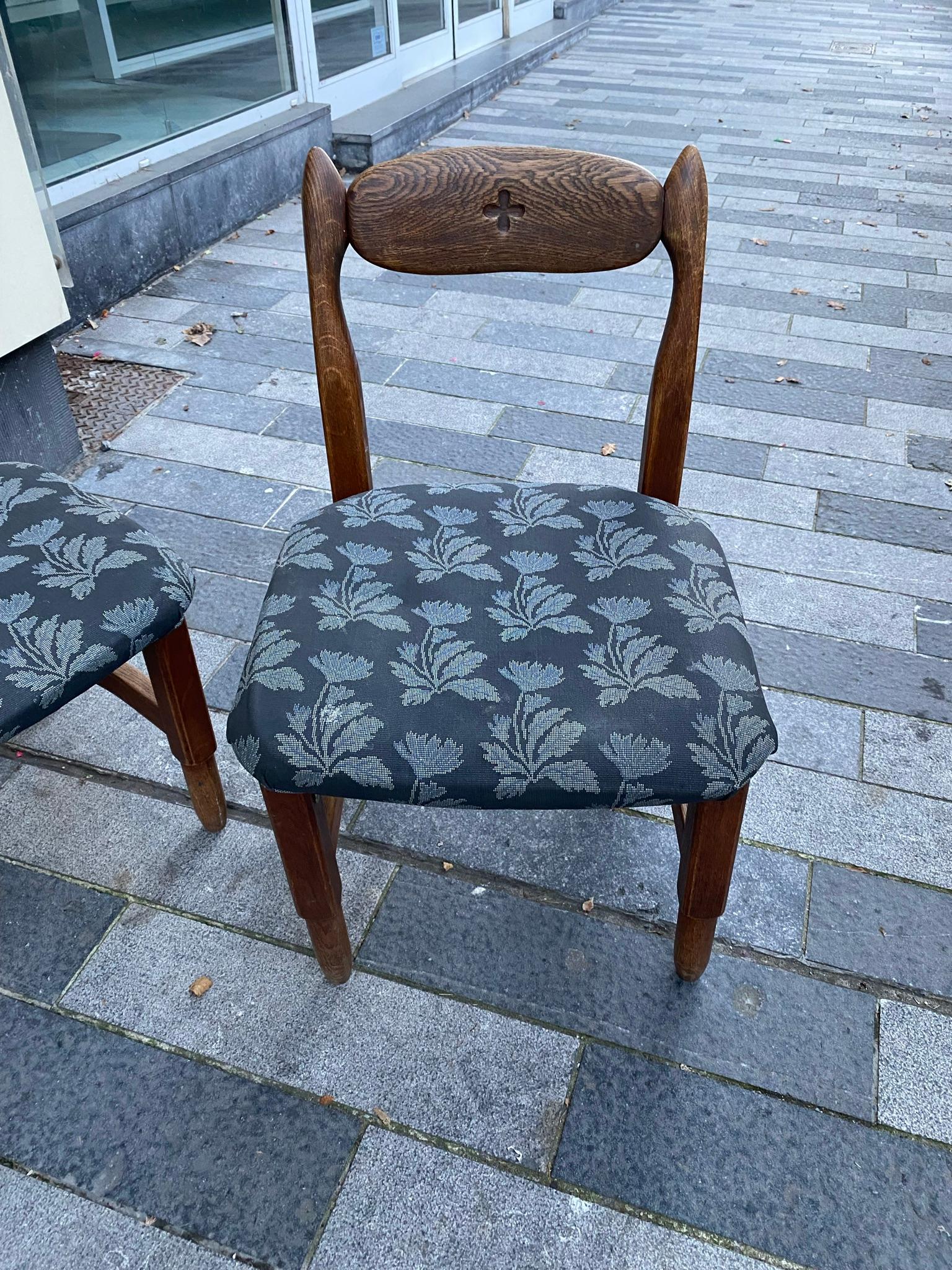 Guillerme et Chambron, 4 Oak Chairs, Edition Votre Maison, circa 1970 For Sale 2