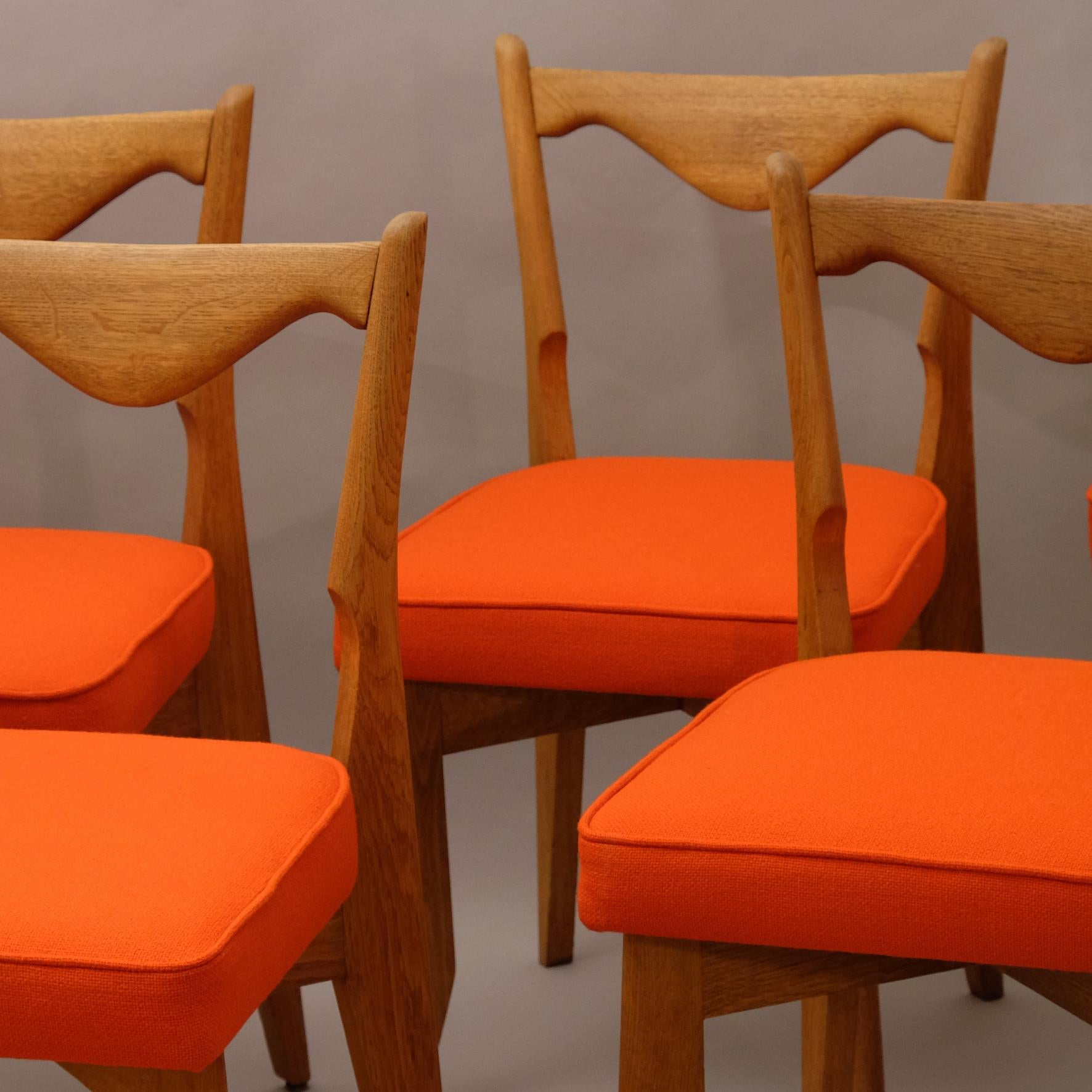 Modern Guillerme et Chambron, a Set of Six Chairs, 1960s