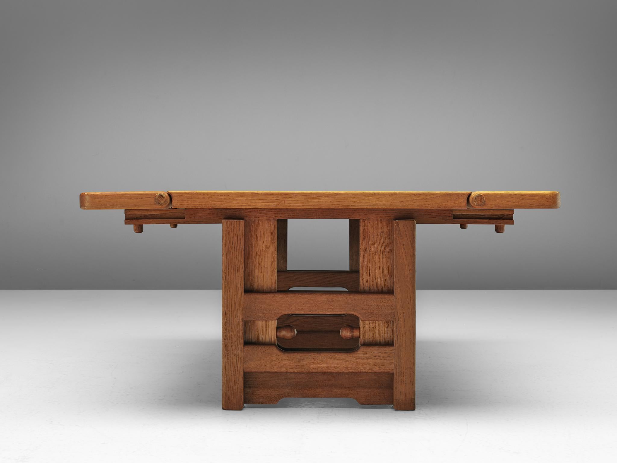 Guillerme & Chambron Adjustable Table in Oak In Good Condition In Waalwijk, NL