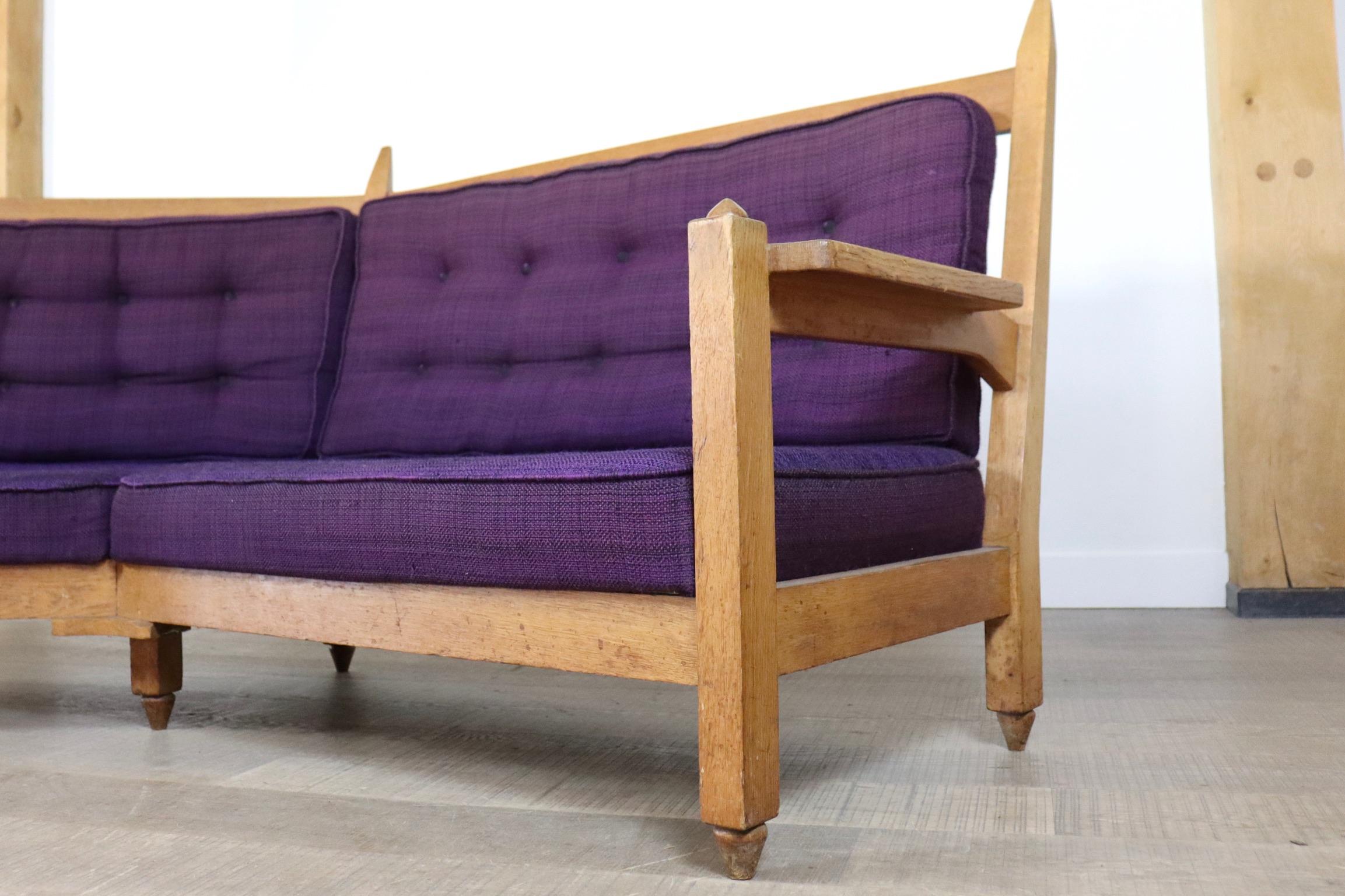 Fabric Guillerme et Chambron Angular Corner Sofa for Votre Maison, 1960s For Sale