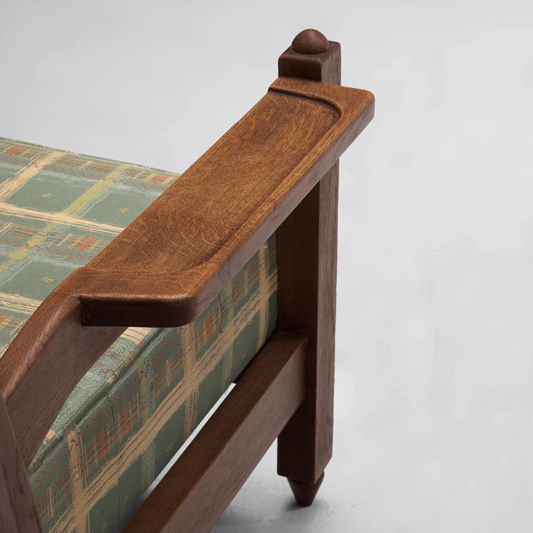 Fabric Guillerme & Chambron Angular Sofa in Oak For Sale
