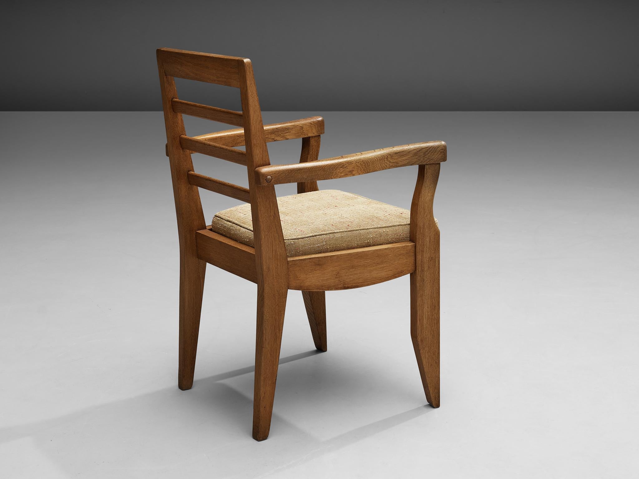 French Guillerme & Chambron Armchair in Solid Oak